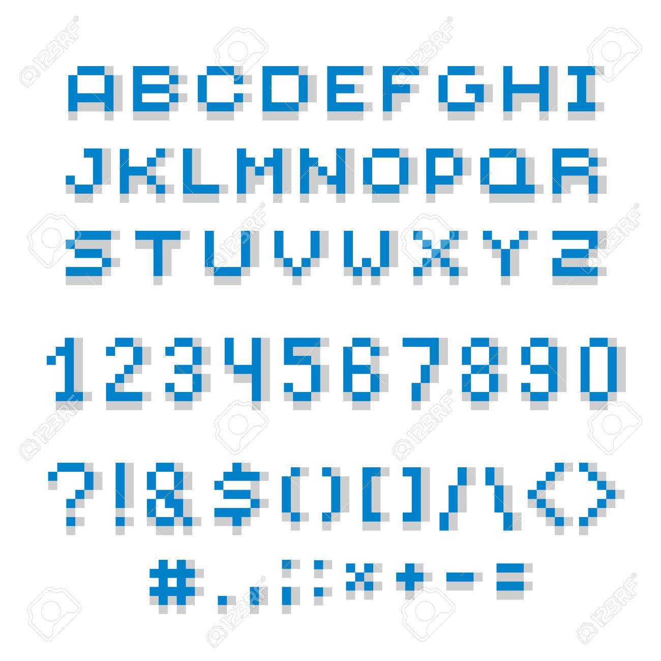Cybernetic 3d Numbers Letters And Punctuation Marks Pixel Art Cybernetic 3d Numbers Letters And Punctuation Marks Pixel Art