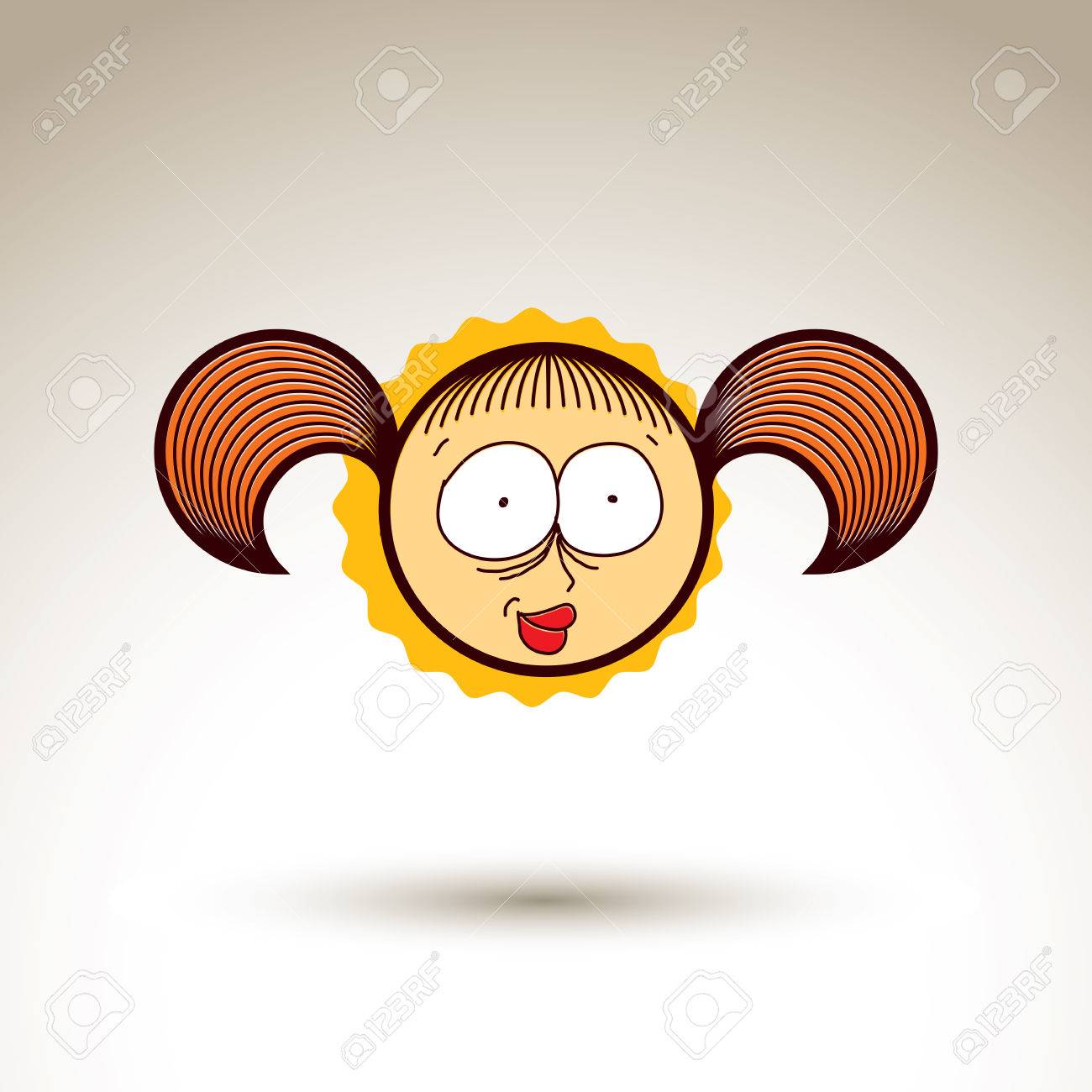 ベクトル漫画コンテンツ女の子白い背景 手描きデザイン要素 社会的ネットワークの Web アバター分離のシンプルなイラスト 10 代の顔に顔の表情 の イラスト素材 ベクタ Image