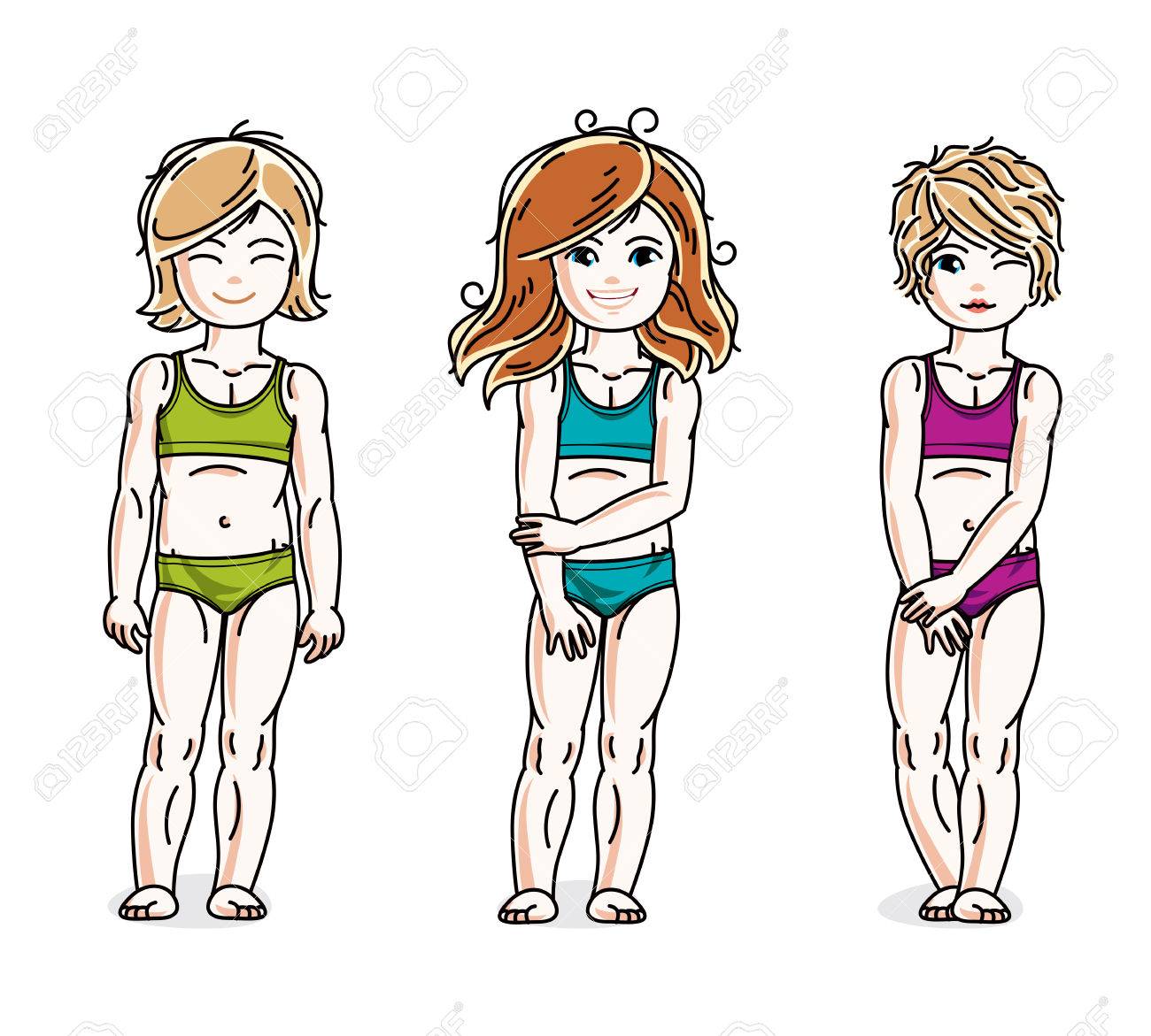 カラフルなビキニを着てポーズかわいいの幸せな女の子 ベクター子供のイラスト セット のイラスト素材 ベクタ Image 7576 カラフルなビキニを着てポーズかわいいの幸せな女の子 ベクター子供のイラスト セット のイラスト素材 ベクタ Image 7576