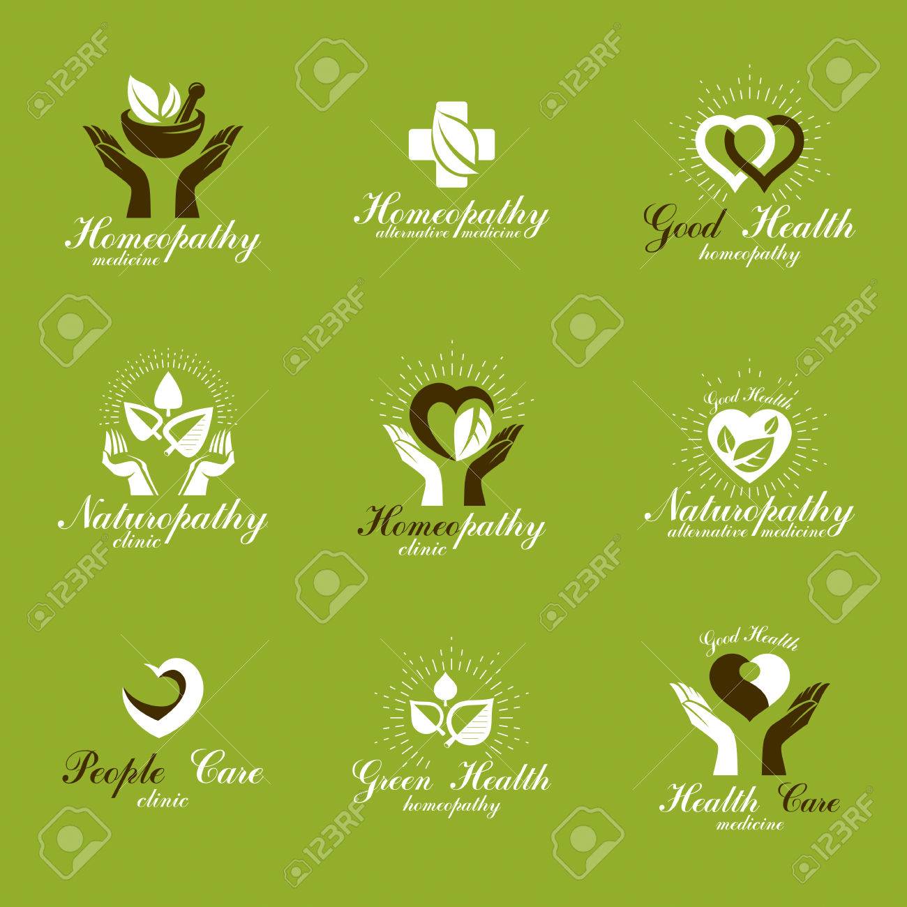 living in harmony with nature metaphor set of green health idea