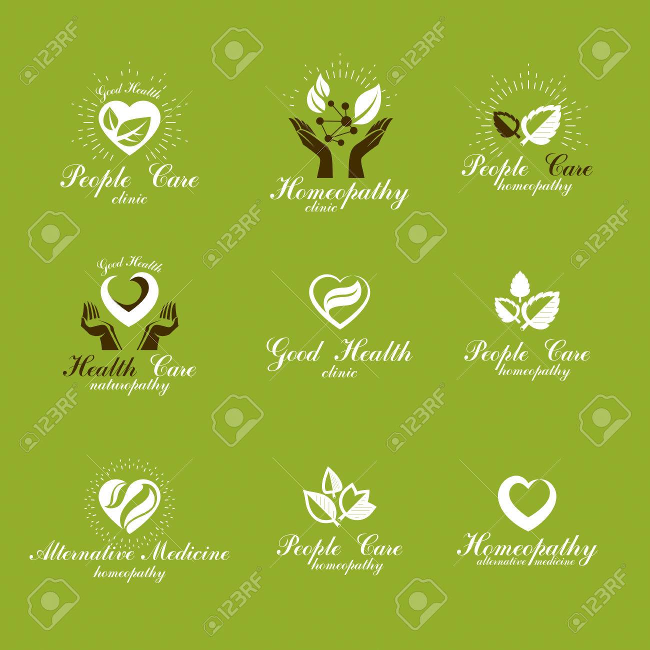 living in harmony with nature metaphor set of green health idea