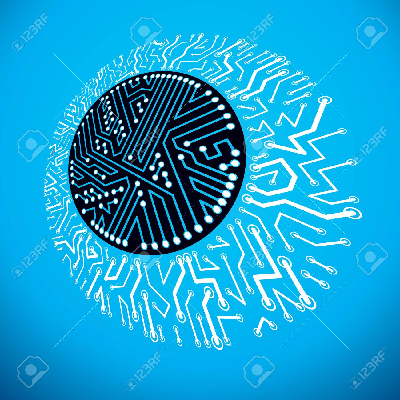 vector abstract computer circuit board illustration circular