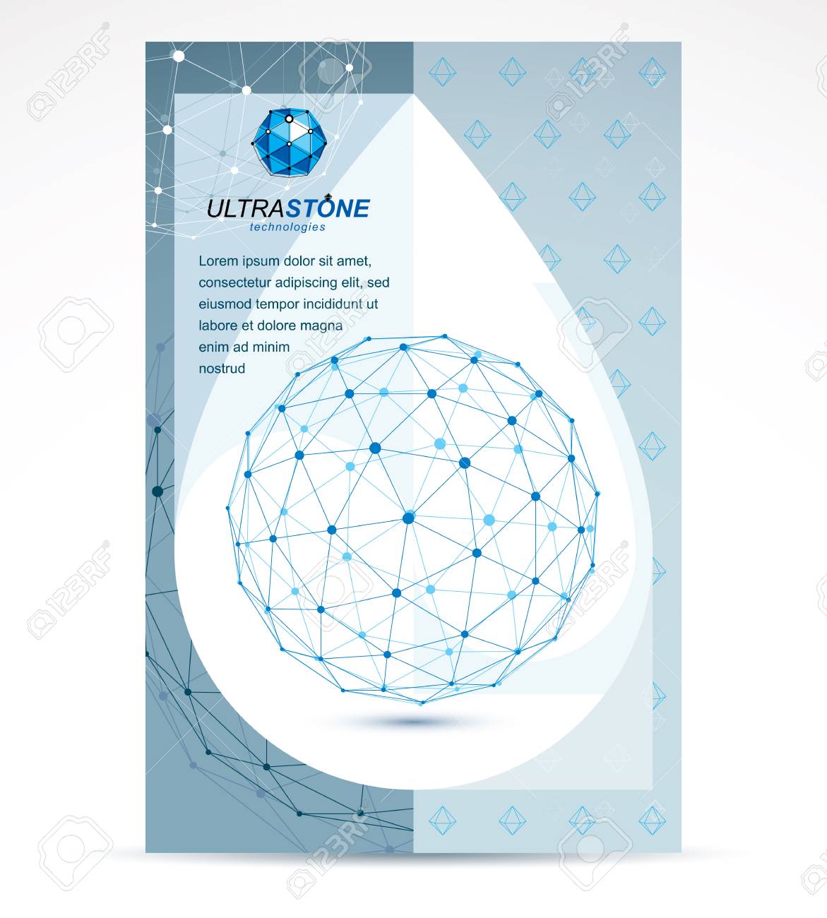 new technology theme booklet cover design front page 3d engineering vector abstract blue