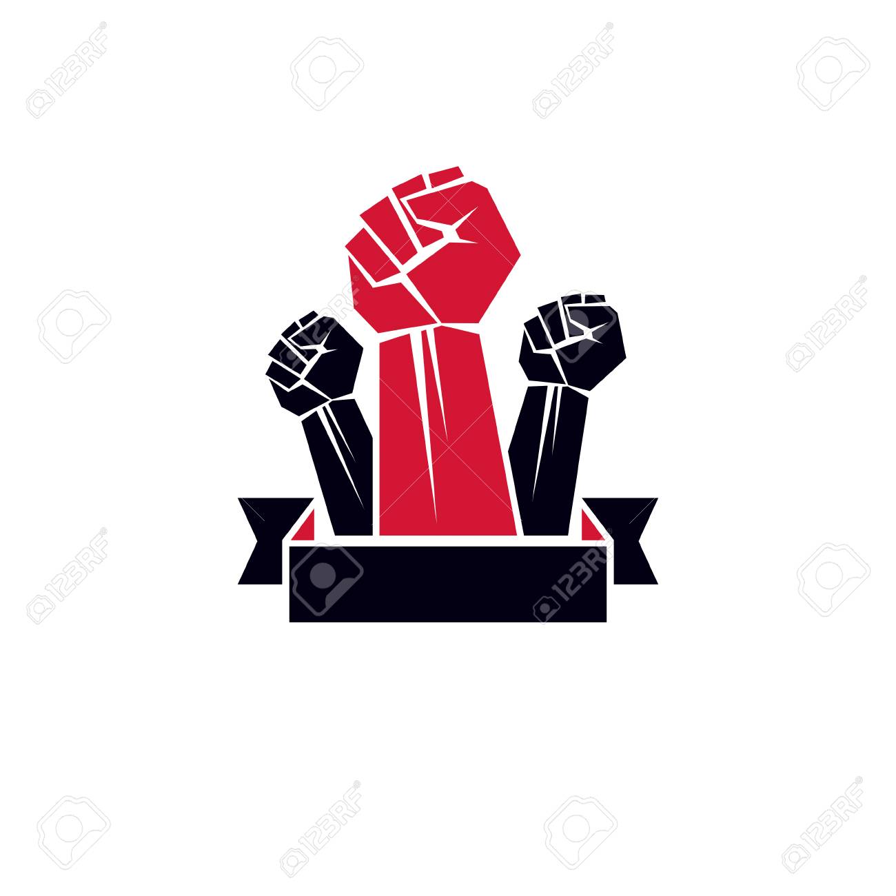 強い男の握りこぶしの作成ベクトル イラスト 人デモでは 自分の権利と自由のために戦います のイラスト素材 ベクタ Image