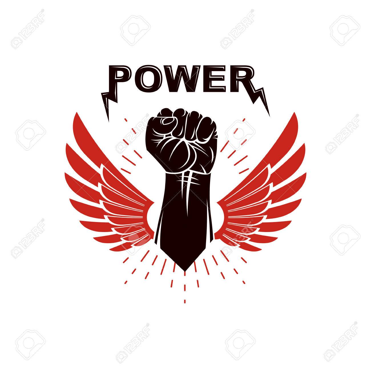 Raised Strong Clenched Fist Winged Logo Best Fighter Vector
