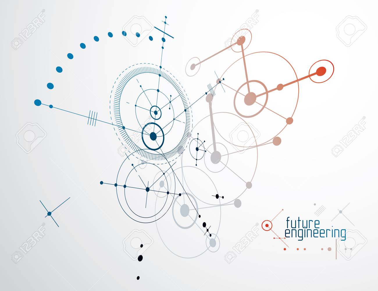 メカニカル方式 ベクトル円と機構の幾何学的な部分と図面をエンジニア リングします 技術的な計画は Web デザインや壁紙や背景として使用できます のイラスト素材 ベクタ Image