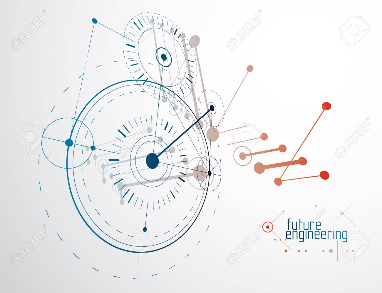メカニカル方式 ベクトル円と機構の幾何学的な部分と図面をエンジニア リングします 技術的な計画は Web デザインや壁紙や背景として使用できます のイラスト素材 ベクタ Image