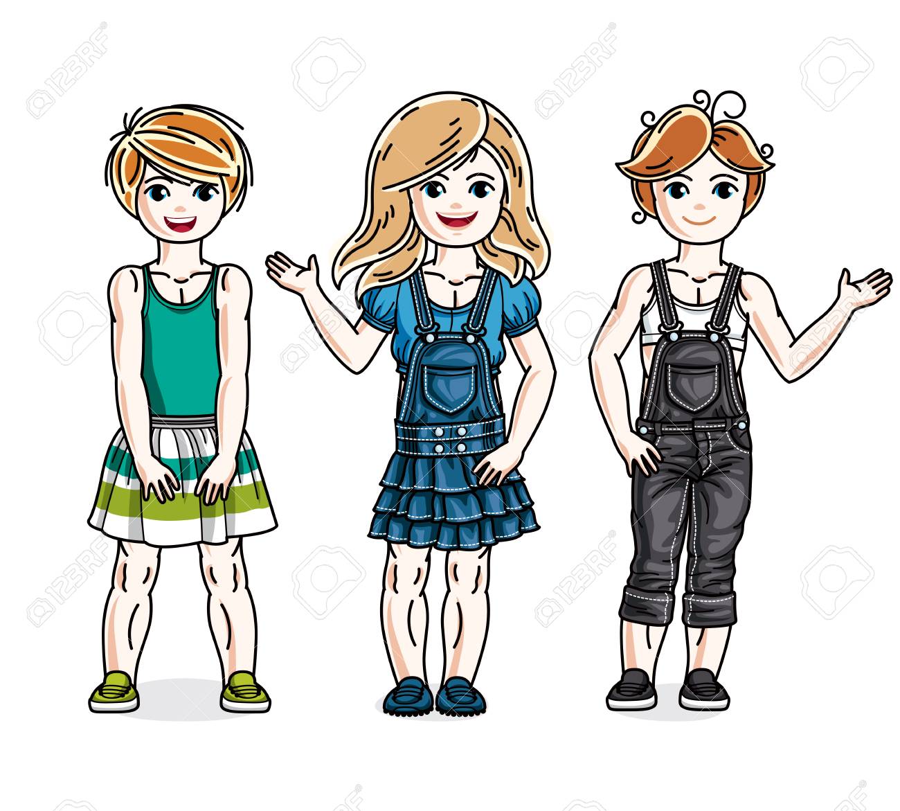 スタイリッシュなカジュアルな服で立っている別のかわいい女の子 のイラスト素材 ベクタ Image 09 スタイリッシュなカジュアルな服で立っている別のかわいい女の子 のイラスト素材 ベクタ Image 09