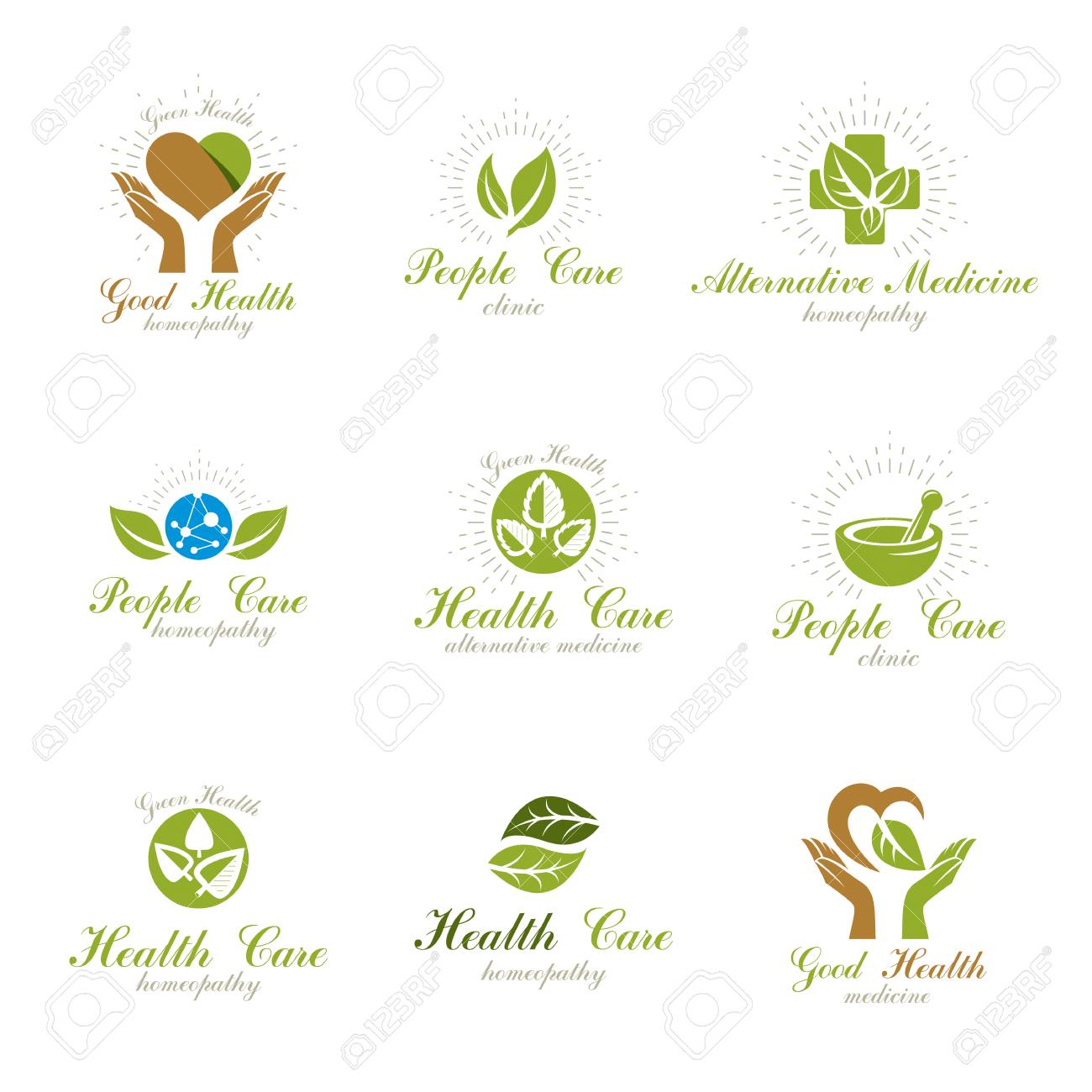living in harmony with nature metaphor set of green health idea