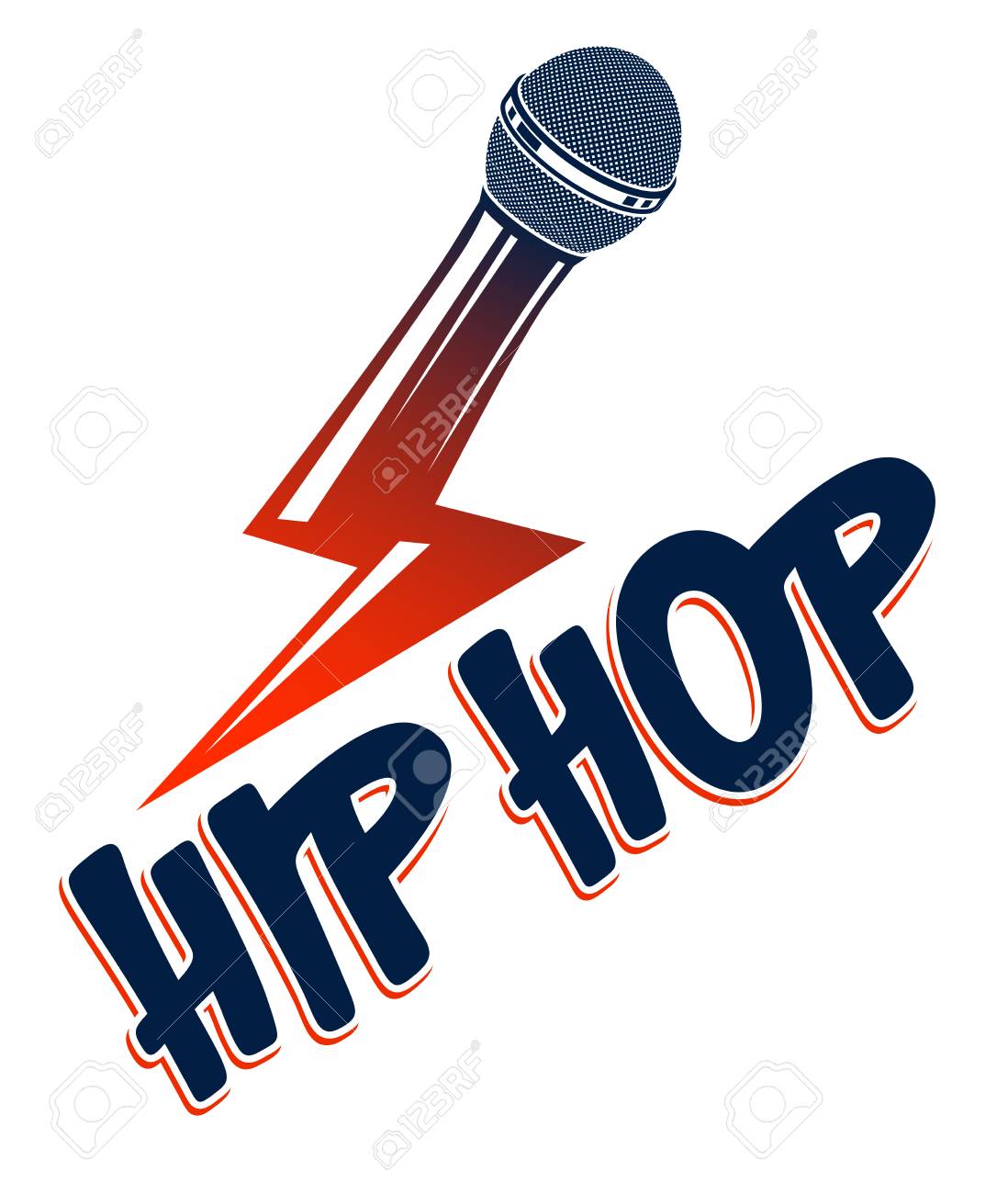 Rap Music Vector Logo Or Emblem With Microphone In A Shape Of Lightning  Bolt, Hip Hop Rhymes Festival Concert Or Night Club Party Label, T-shirt  Print. Royalty Free SVG, Cliparts, Vectors, and, image size:1098x1300