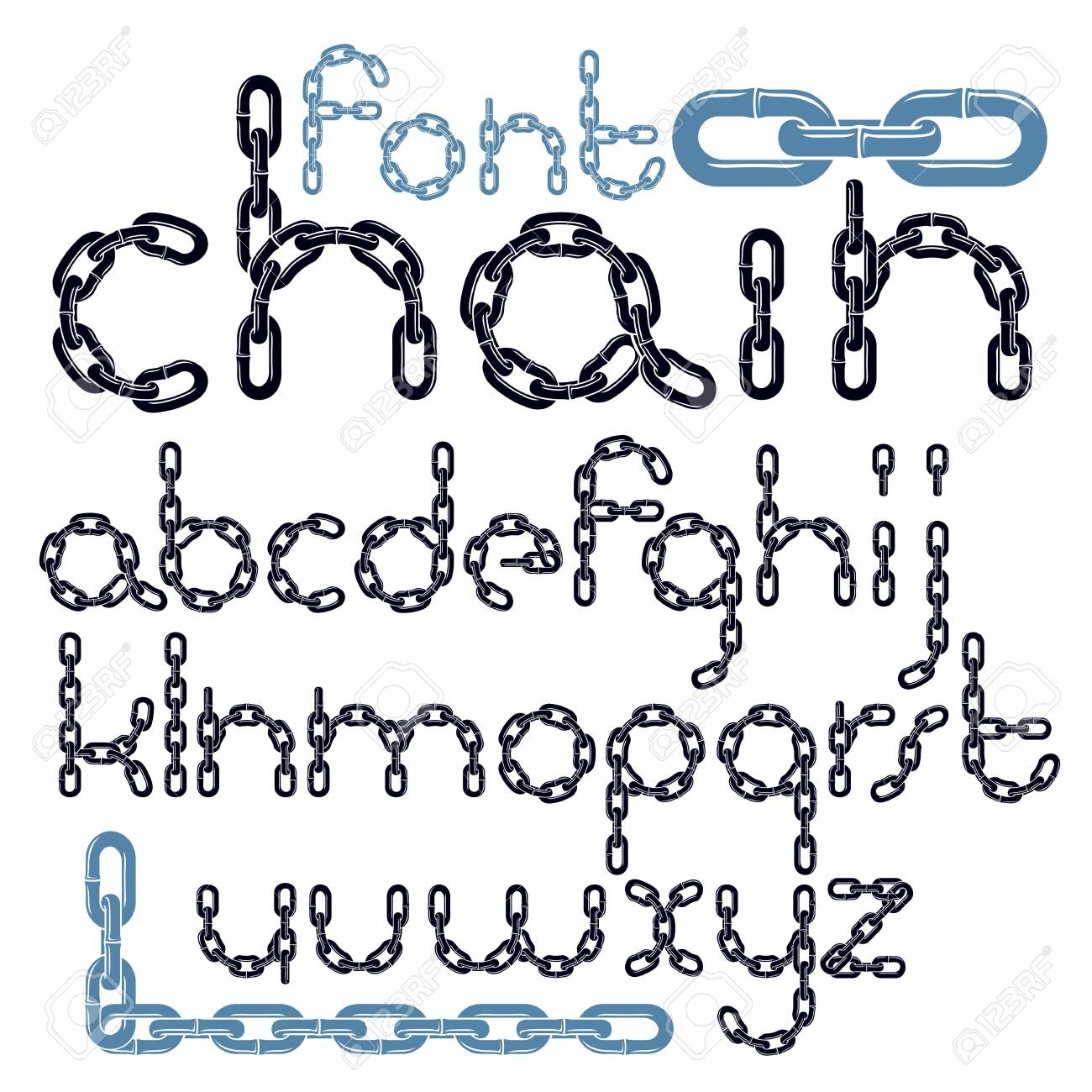 Vector font, trendy typescript can be used in poster creation. Lower case decorative letters created using metal connected chain link. - 153128138 Vector font, trendy typescript can be used in poster creation. Lower case decorative letters created using metal connected chain link. - 153128138