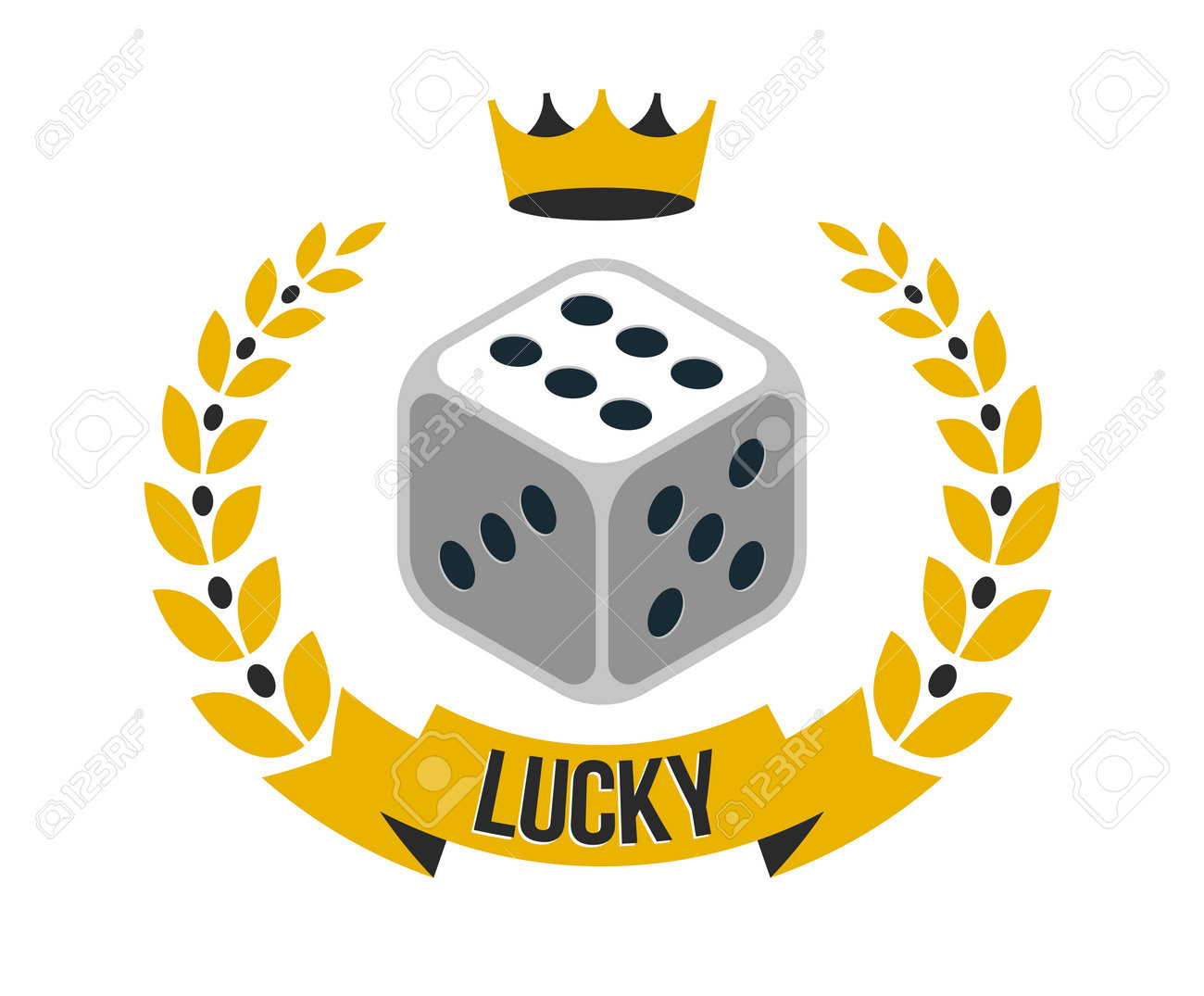 幸運なことに、最高の6番目のサイコロを持つベクター画像ポスター。のイラスト素材・ベクター Image 204349942