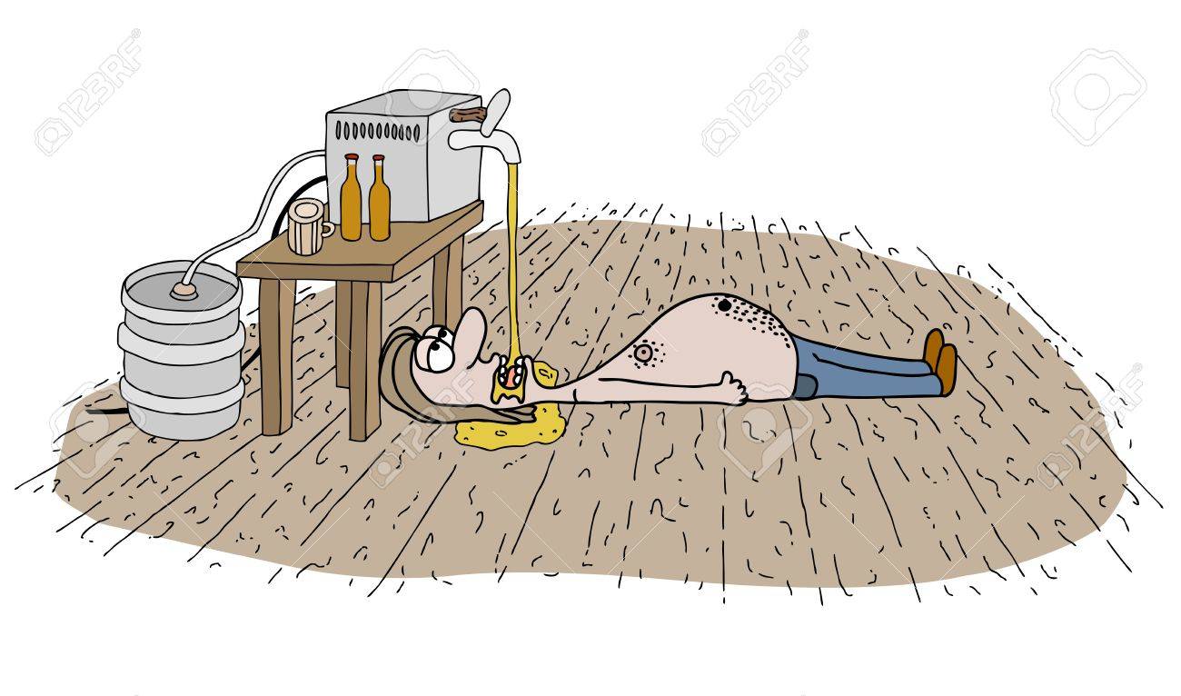 Drunked Man Drinking Beer Humor Illustration Royalty Free Cliparts Vectors And Stock Illustration Image