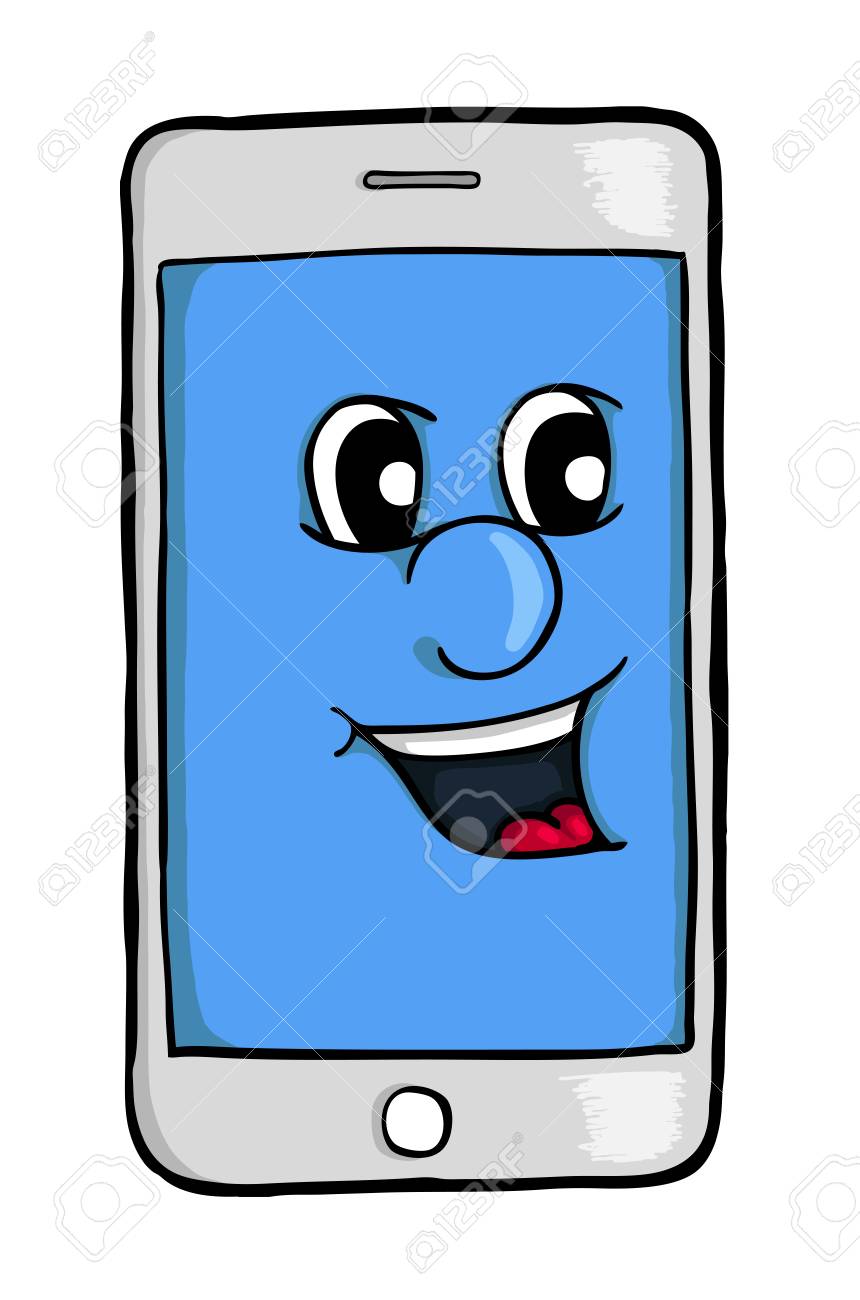 Telephone Avec Le Sourire Illustration Livre De Coloriage Clip Art Libres De Droits Vecteurs Et Illustration Image