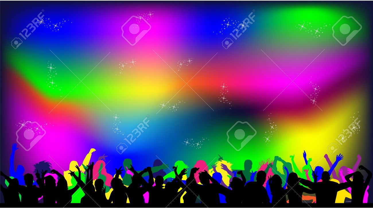 party people on a disco lights background royalty free cliparts