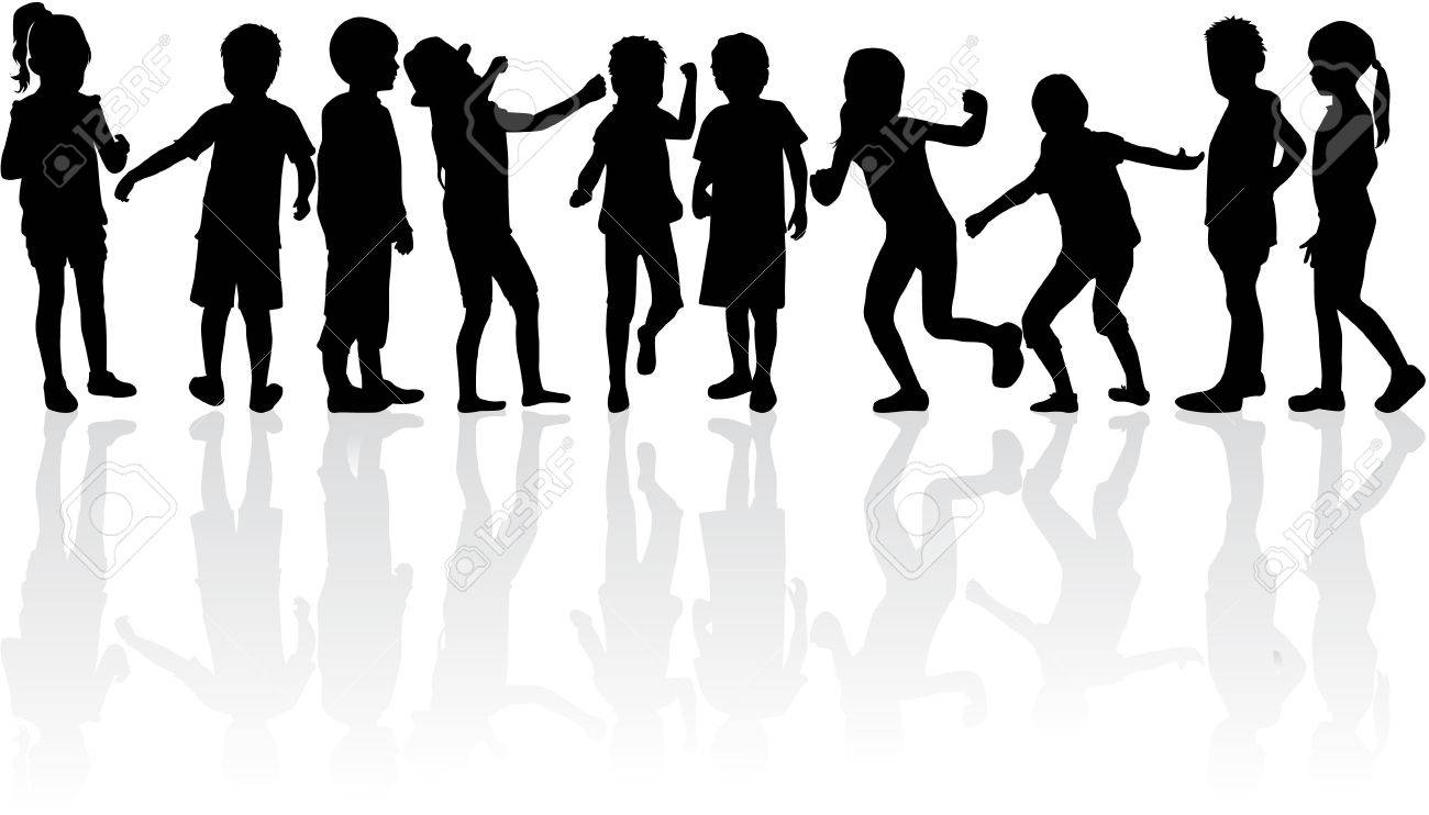 Ninos Siluetas Ilustraciones Vectoriales Clip Art Vectorizado Libre De Derechos Image