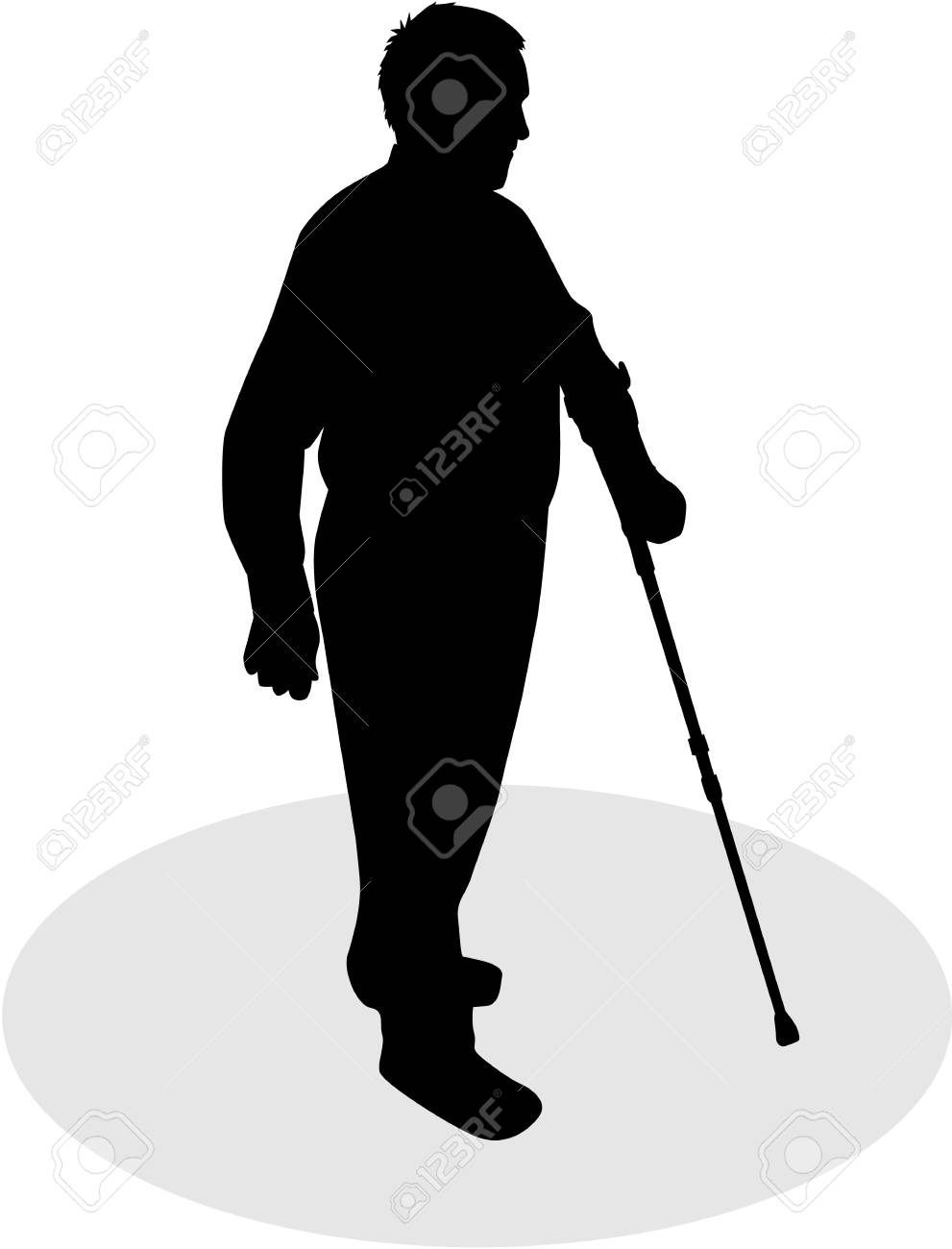 足が不自由な男のシルエット のイラスト素材 ベクタ Image