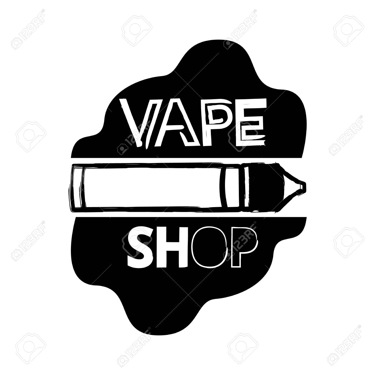 Vape Shop Logo With Eliquid Isolated On White Background Vector