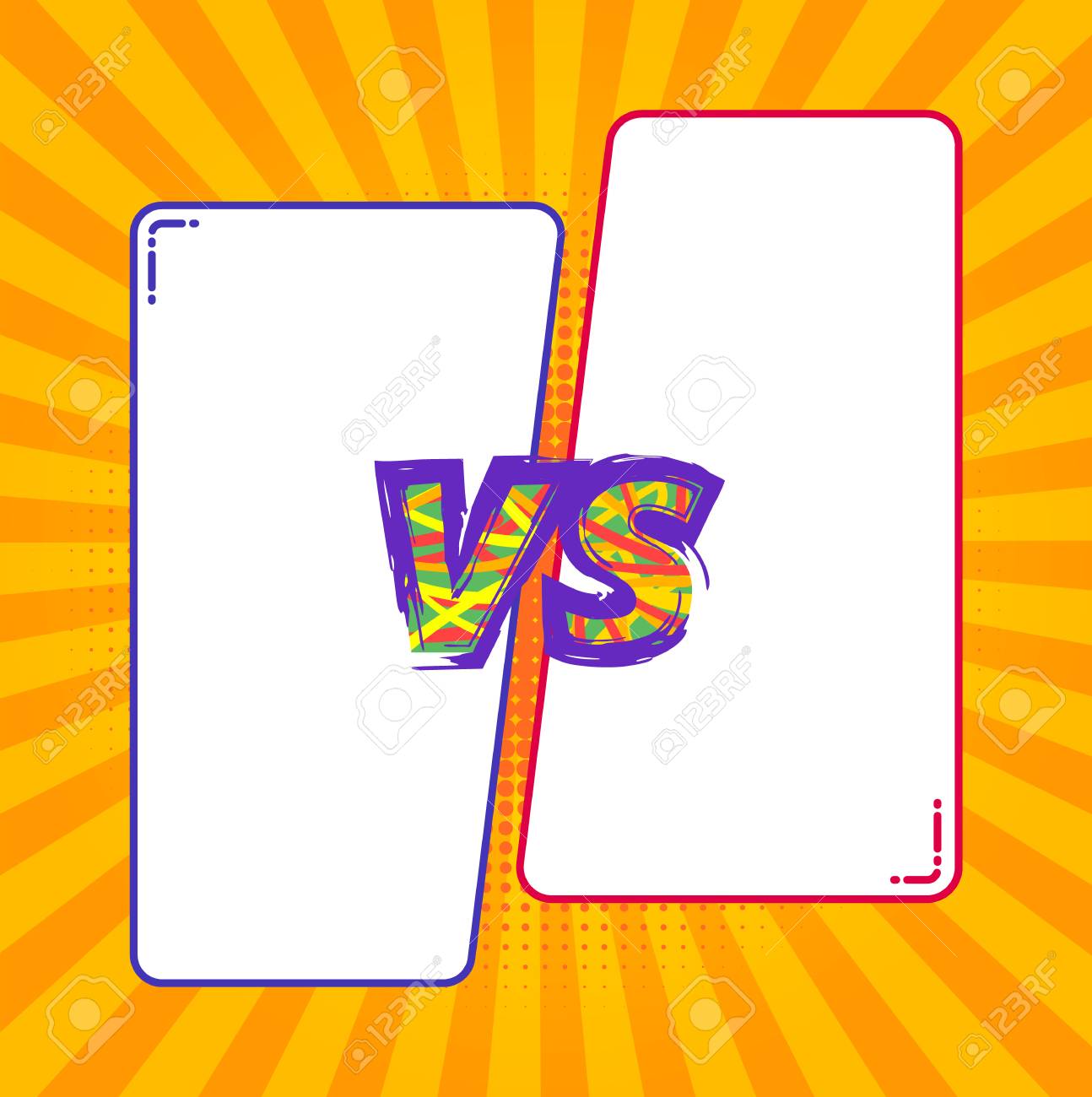 versus sign on divided pop art background vs screen decorative vs template