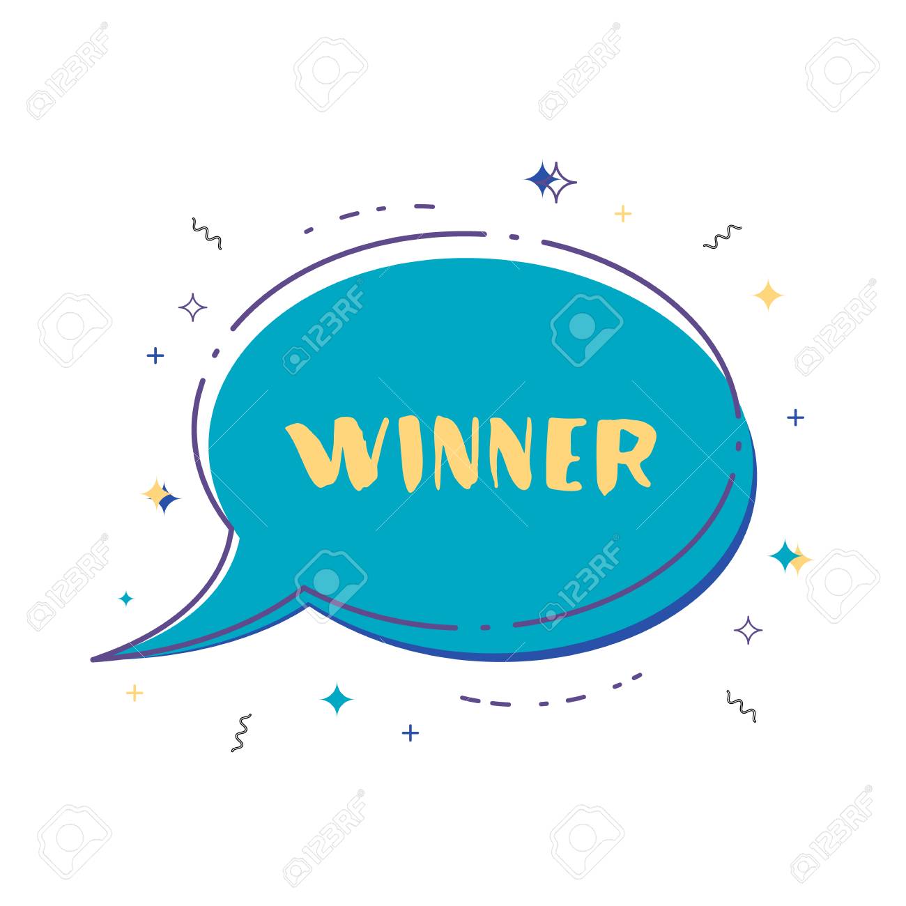 winner banner with speech bubble isolated on white background