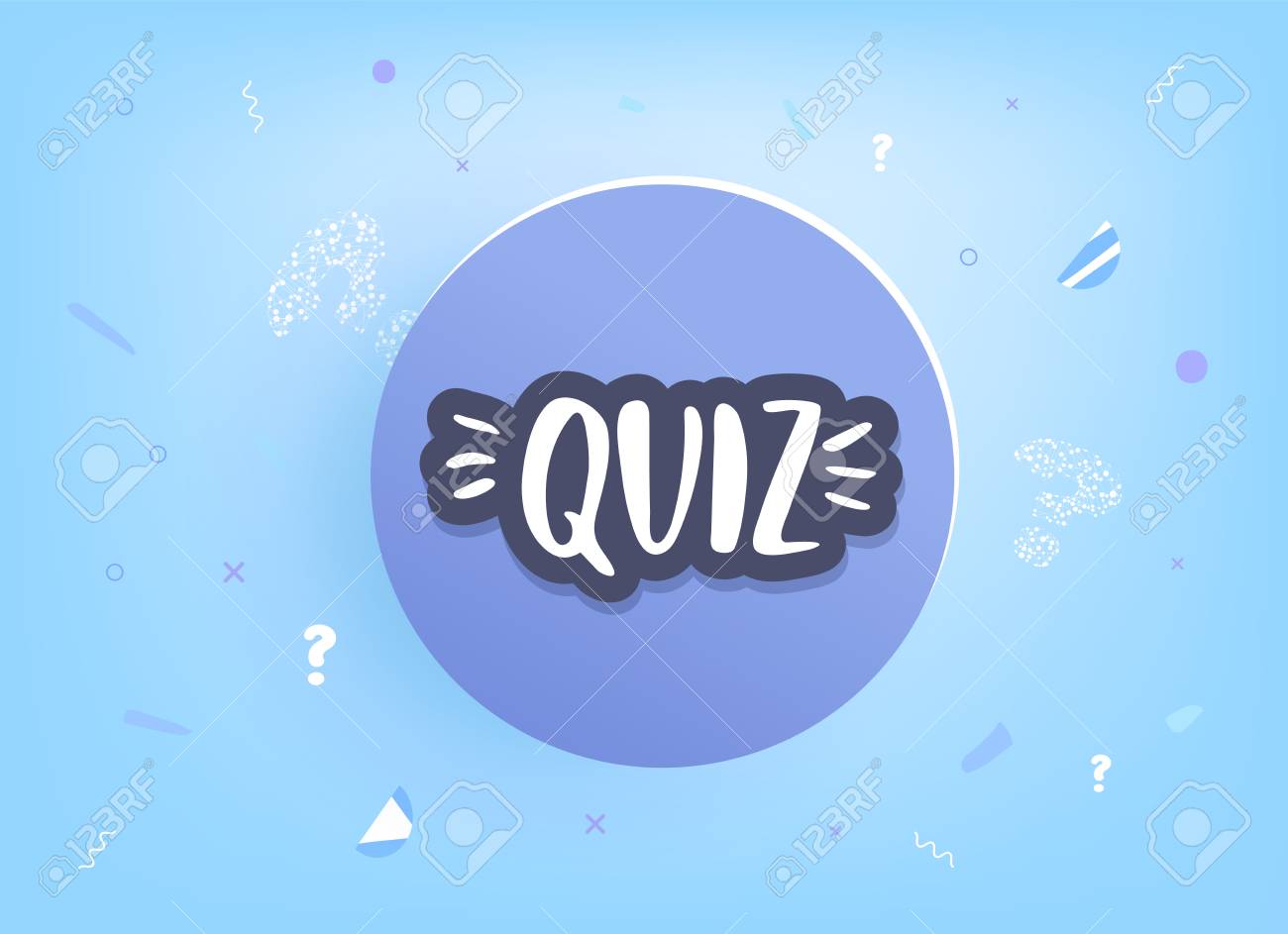 quiz sticker handwritten lettering with round badge template media badge template