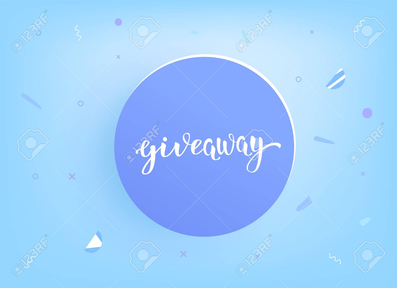 giveaway banner with round badge handwritten lettering with media badge template
