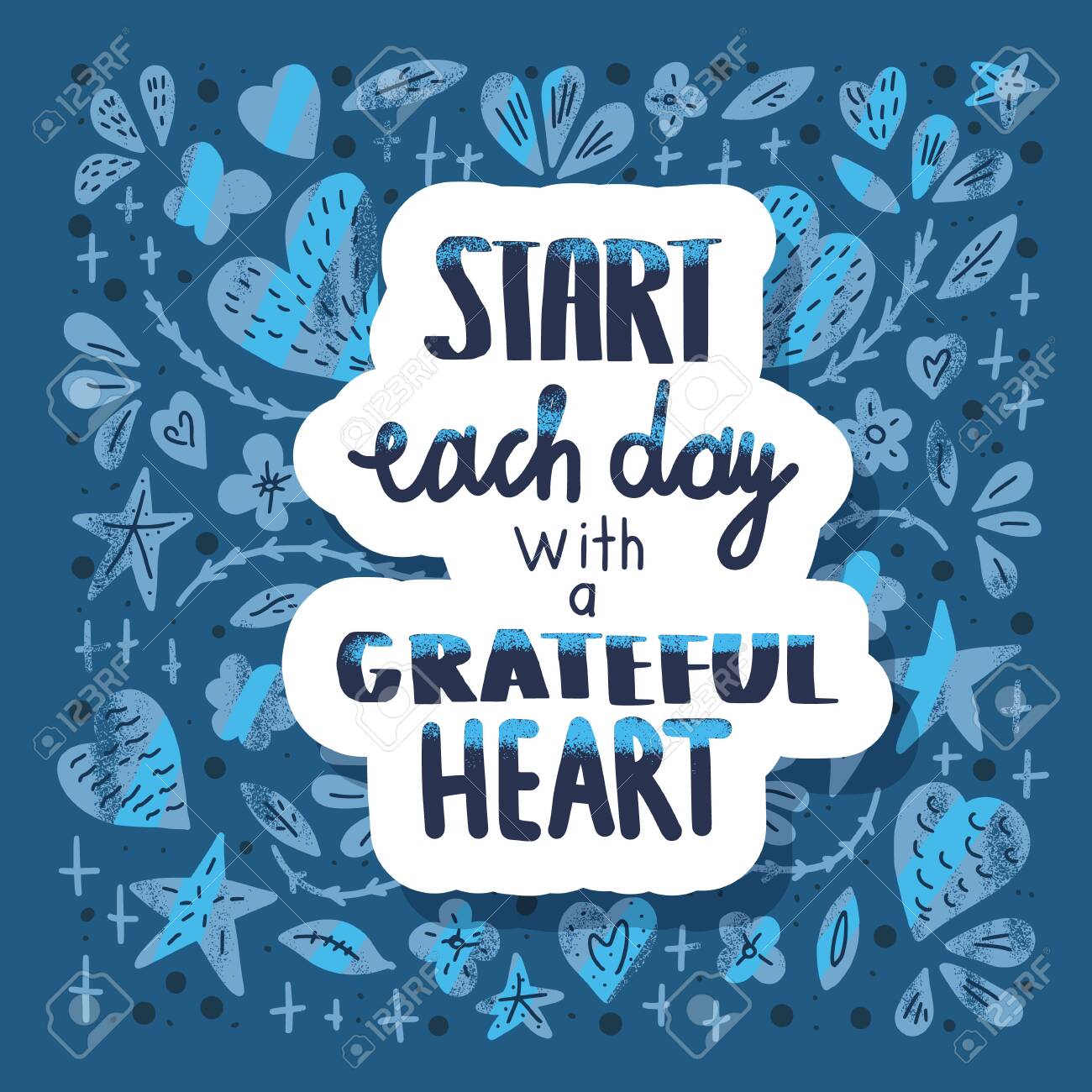 Start Each Day With A Grateful Heart Poster Sticker Lettering