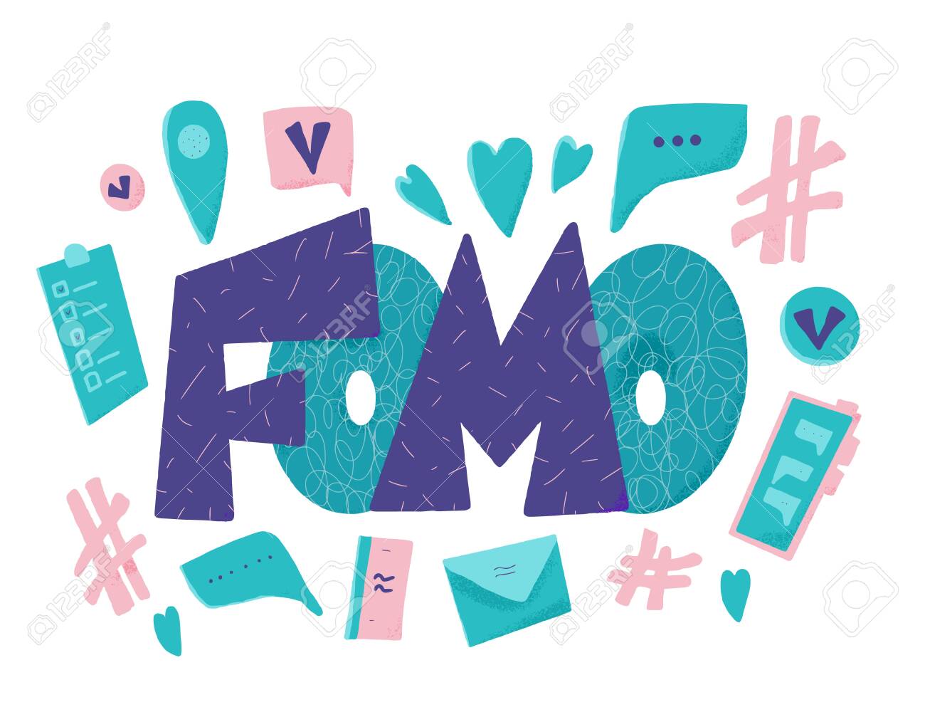 Fomo Abbreviation Text Emblem Isolated On White Background Modern Social Anxiety Acronym Fear Of Missing Out Concept Vector Illustration Royalty Free Cliparts Vectors And Stock Illustration Image 139198575