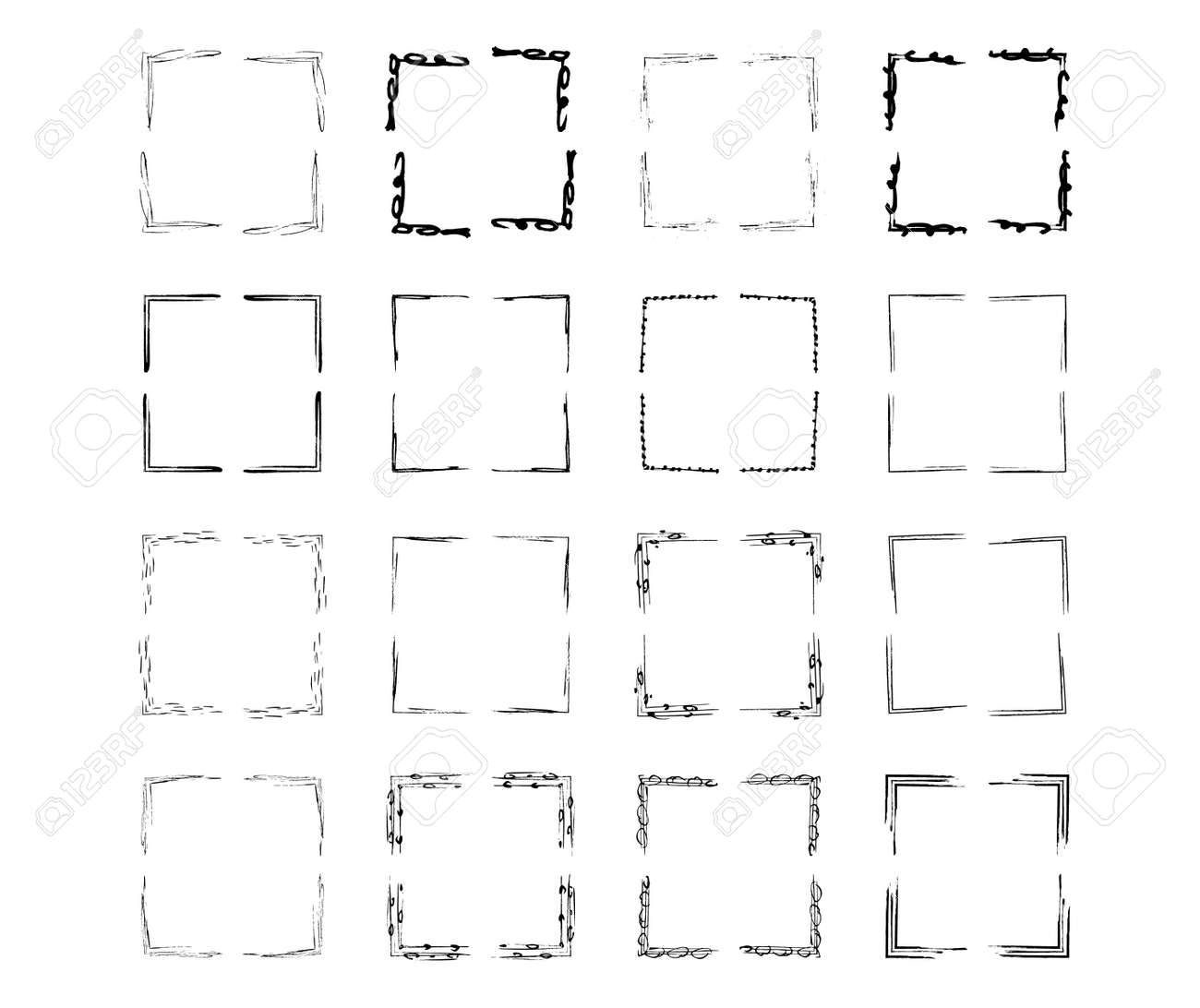 Set of black square grunge frames. Geometric empty borders collection. Vector illustration. - 168652637 Set of black square grunge frames. Geometric empty borders collection. Vector illustration. - 168652637