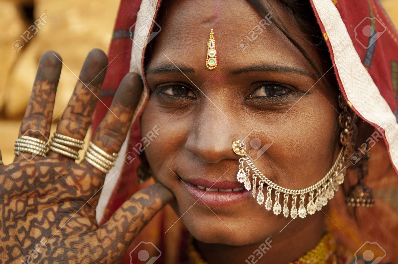 portrait of a india rajasthan woman with her henna tattoo stock portrait of a india rajasthan woman with her henna tattoo stock
