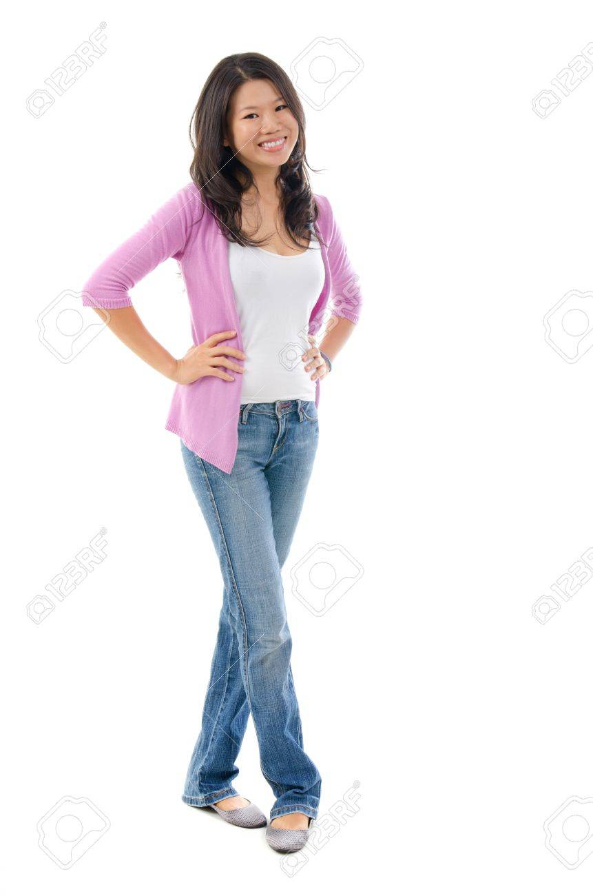 Full body Southeast Asian female smiling over white background - 17288033 Full body Southeast Asian female smiling over white background - 17288033