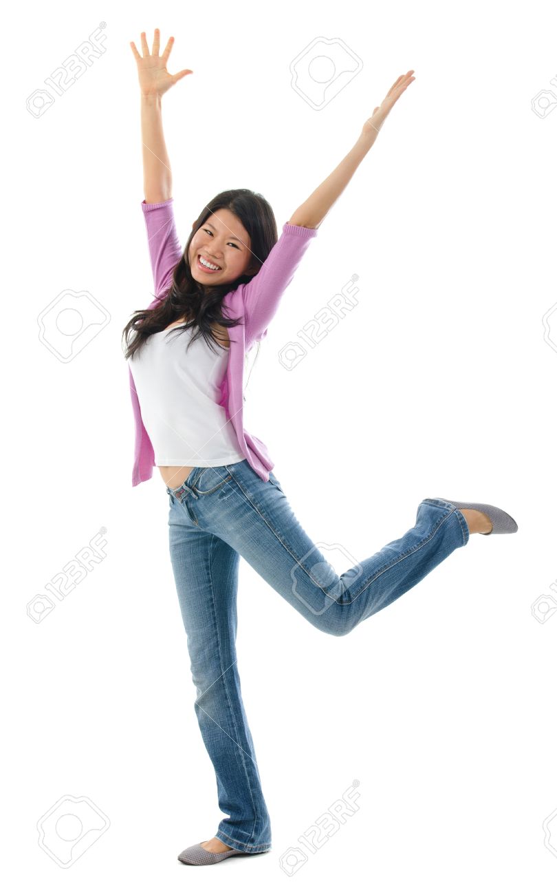 Happy Southeast Asian Chinese woman arms opened up. Full body standing isolated on white background - 22617261 Happy Southeast Asian Chinese woman arms opened up. Full body standing isolated on white background - 22617261