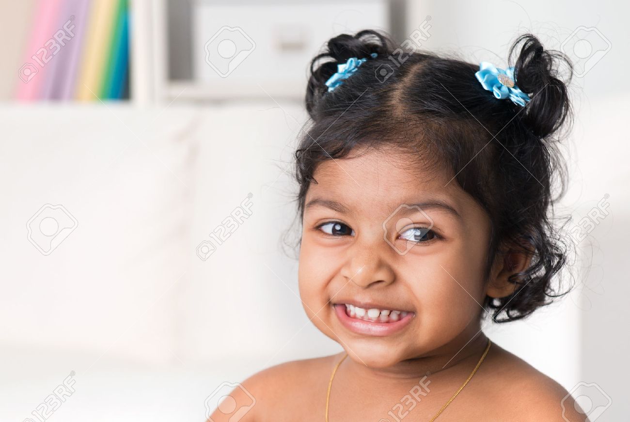 Portrait Of Little Indian Baby Girl Smiling Asian Child Living Lifestyle At Home Stock Photo Picture And Royalty Free Image Image