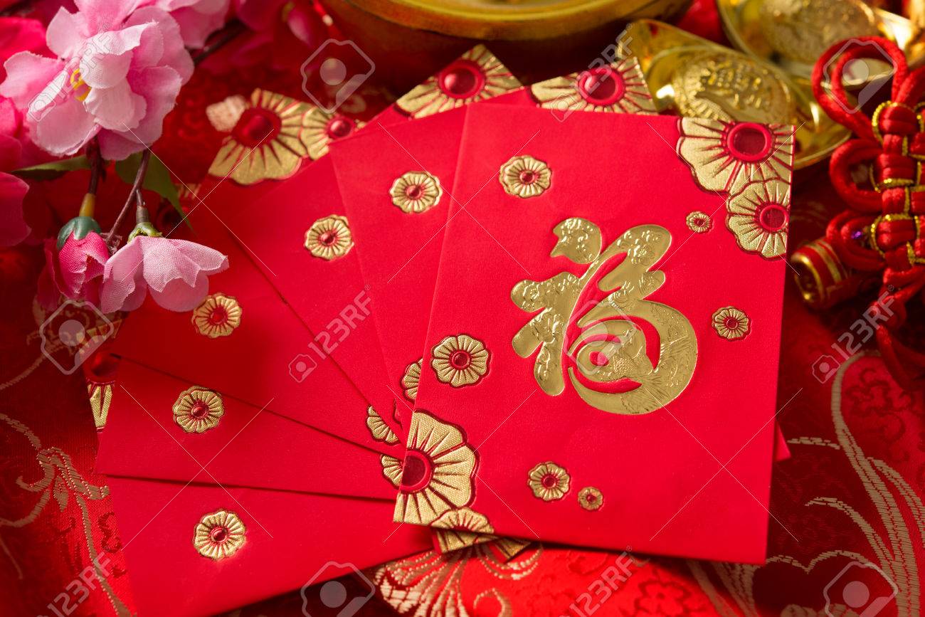 Chinese new year festival decorations, ang pow or red packet. Chinese character means "good fortune", not logo and copyright. - 49468338 Chinese new year festival decorations, ang pow or red packet. Chinese character means "good fortune", not logo and copyright. - 49468338