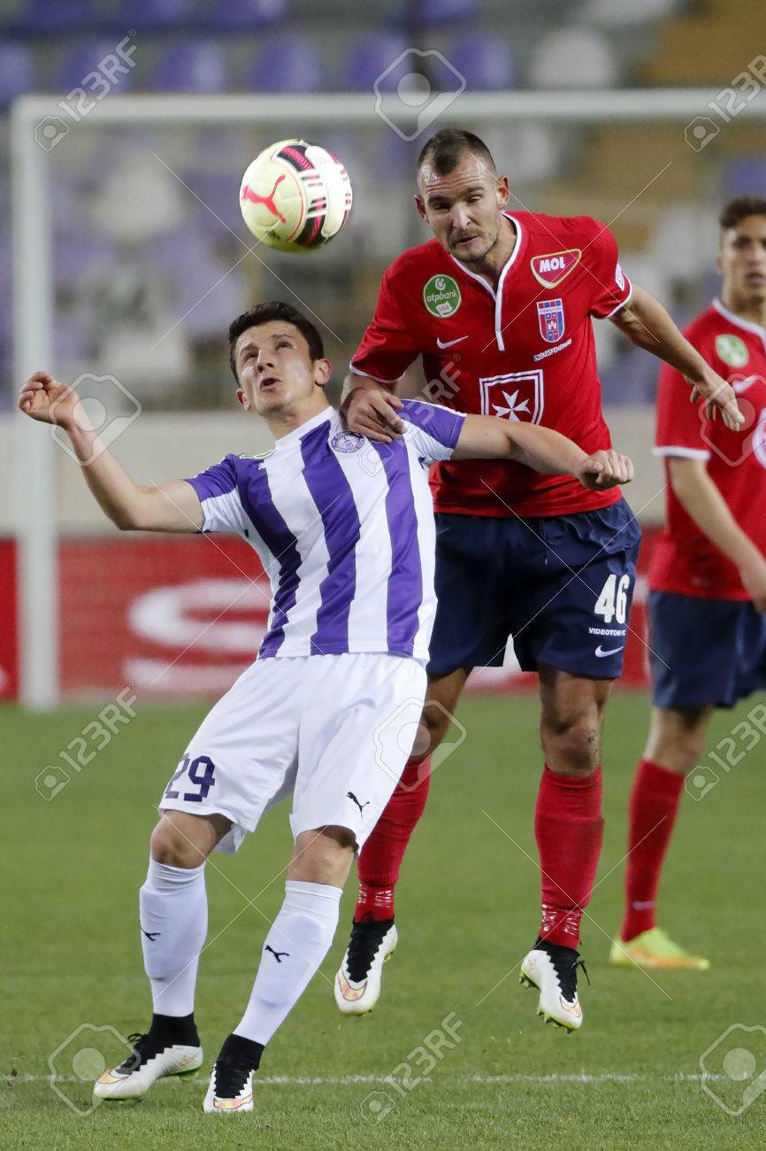 BUDAPEST, HUNGARY - MAY 7, 2016: Bojan Sankovic (R) Of Ujpest FC