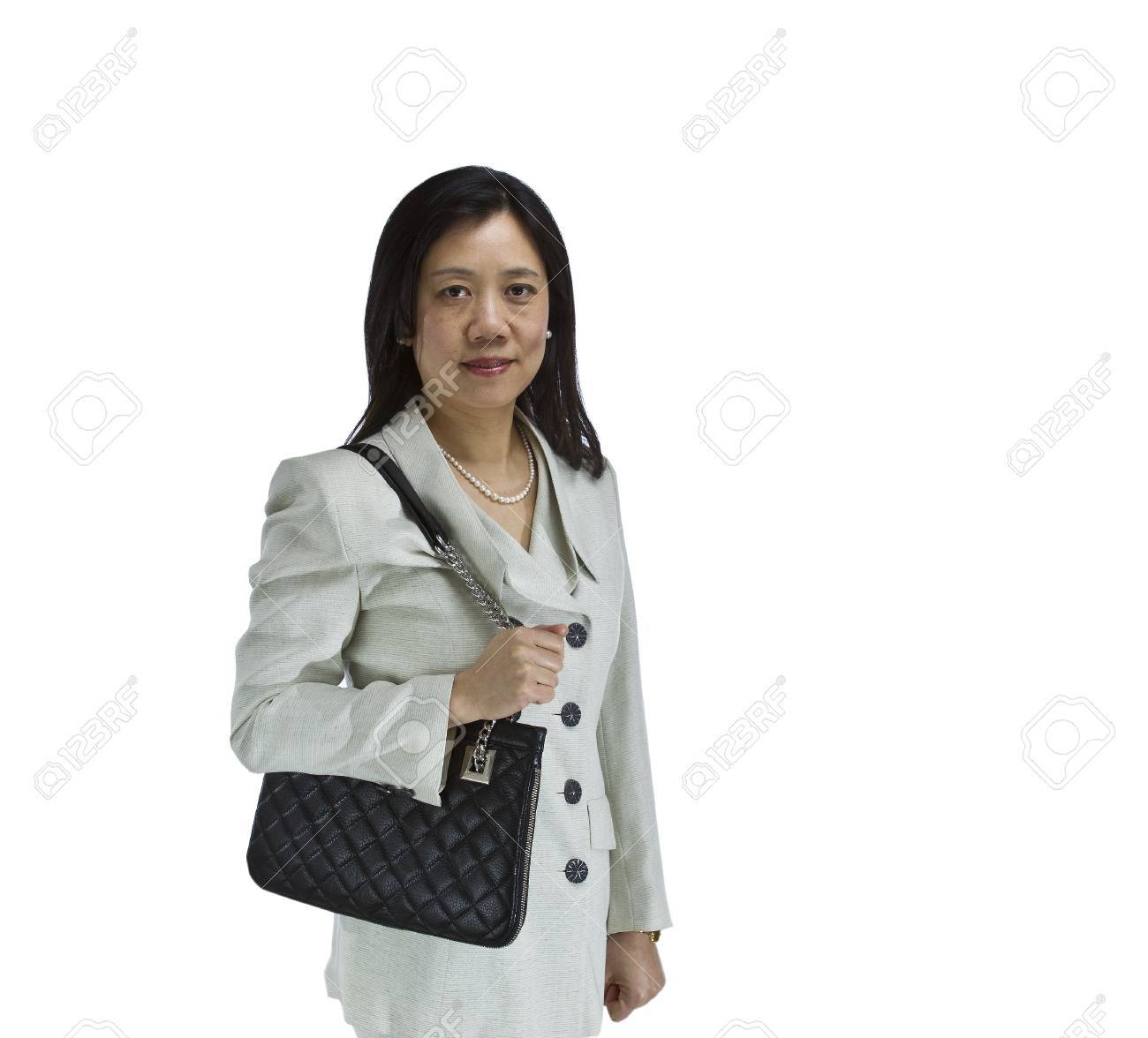 D'affaires Asiatique Habillé En Costume Blanc Avec Formelle Femme PkTOXZui