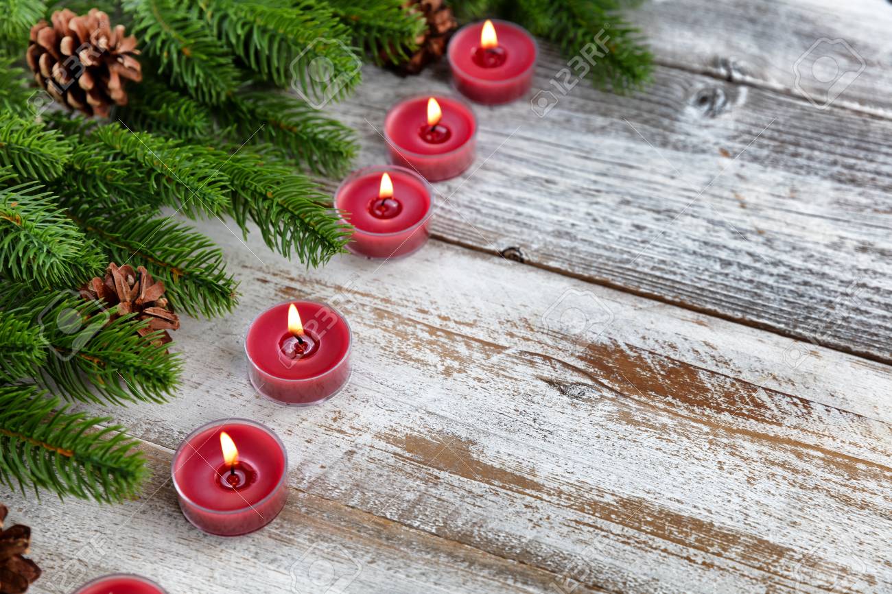 Traditional Christmas Holiday Candles And Evergreen Branches Stock Photo Picture And Royalty Free Image Image 125214949