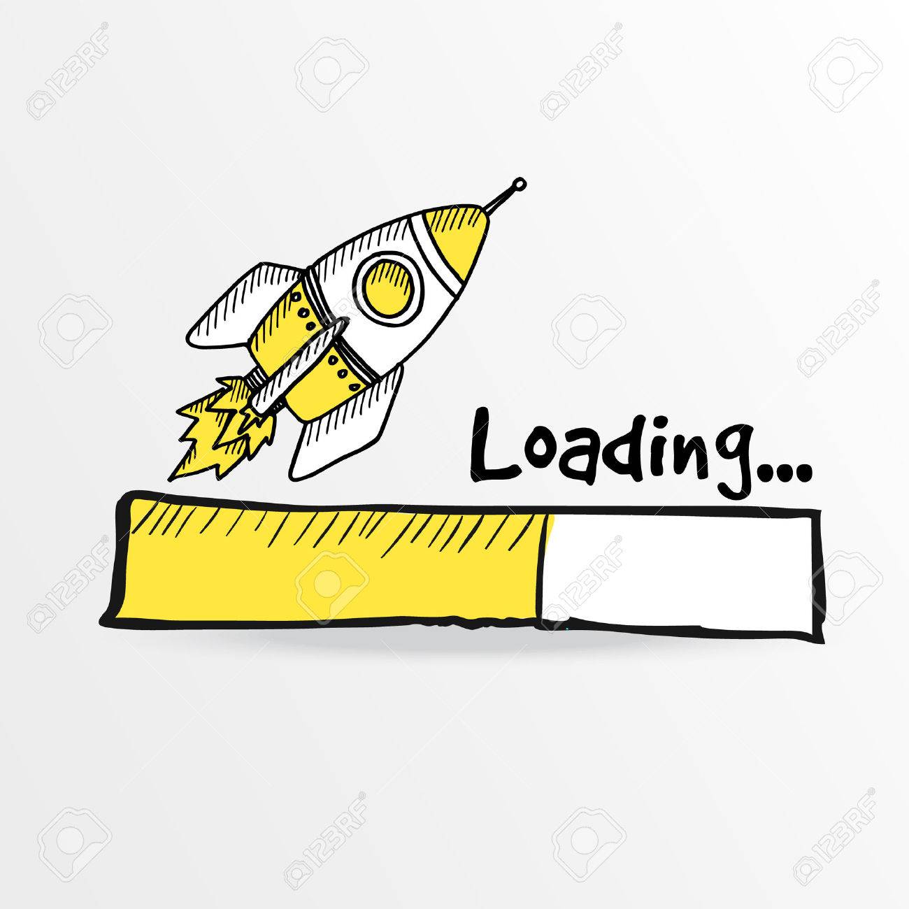 Loading bar with a doodle rocket, vector illustration - 37117376 Loading bar with a doodle rocket, vector illustration - 37117376
