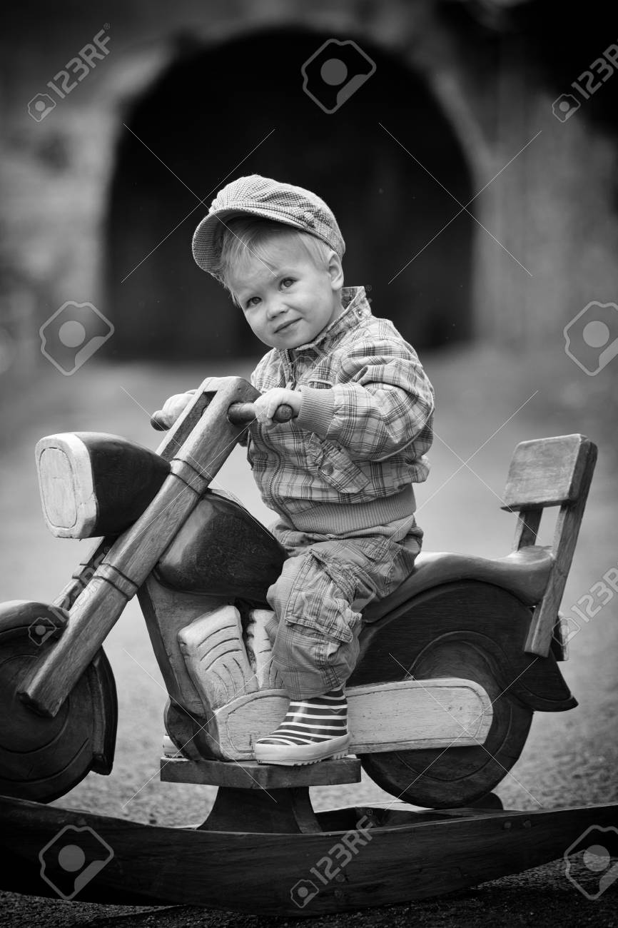 wooden rocking motorbike