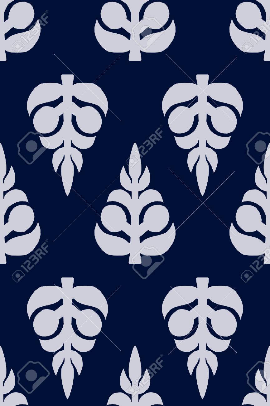 vector seamless pattern block printed floral background handmade