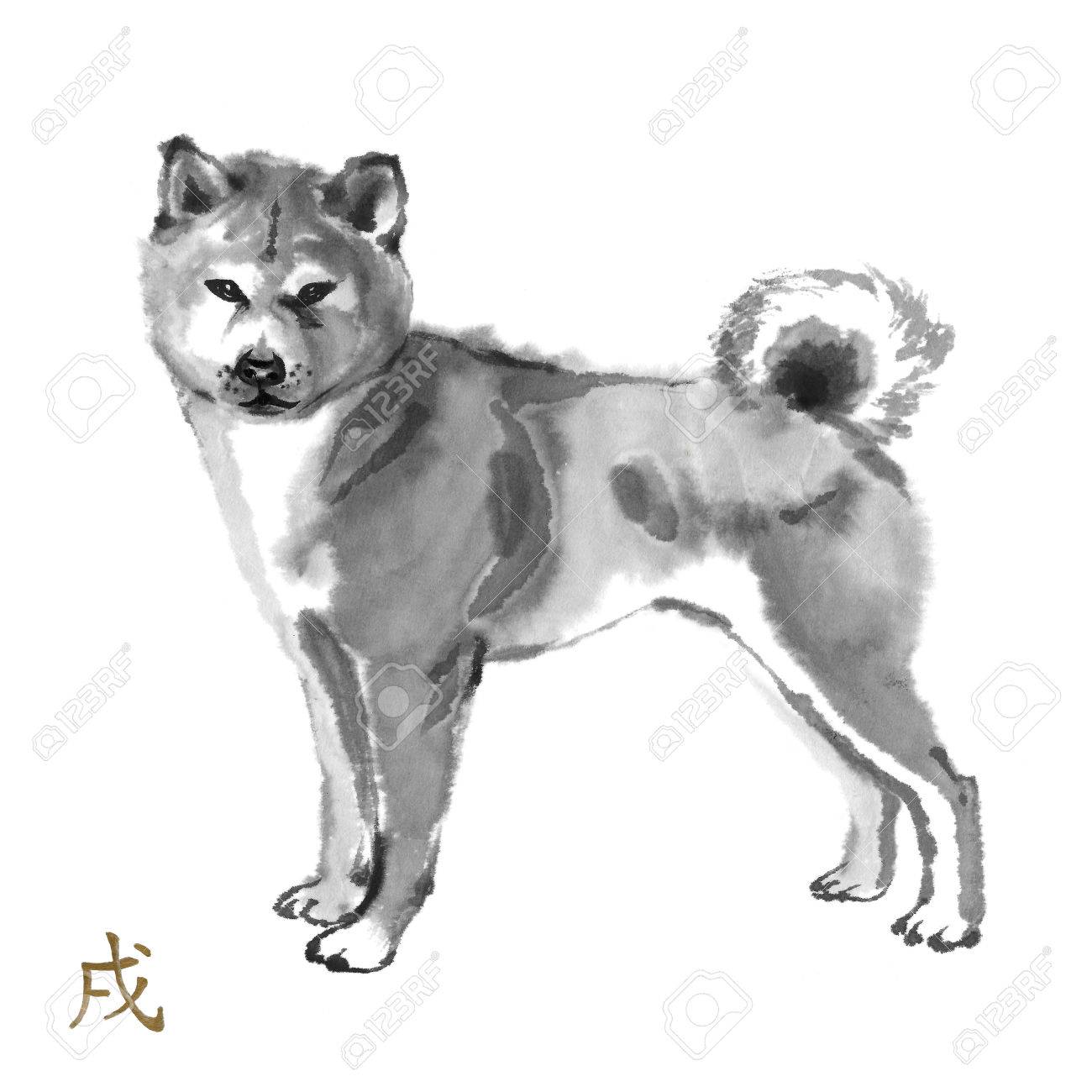 かわいい犬 犬の水墨画 A4サイズ 数量限定発売 - akademijazs.edu.rs