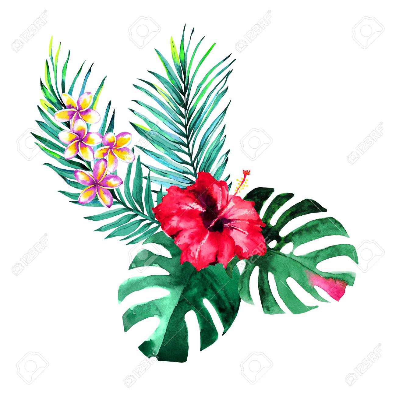 ハンドメイド️夏、ヤシの木、プルメリア、ハイビスカスアレンジフラワー⃘*.゜ ヤシの木 ハイビスカス プルメリア 常夏セット ダイカット クラフトパンチ No.83