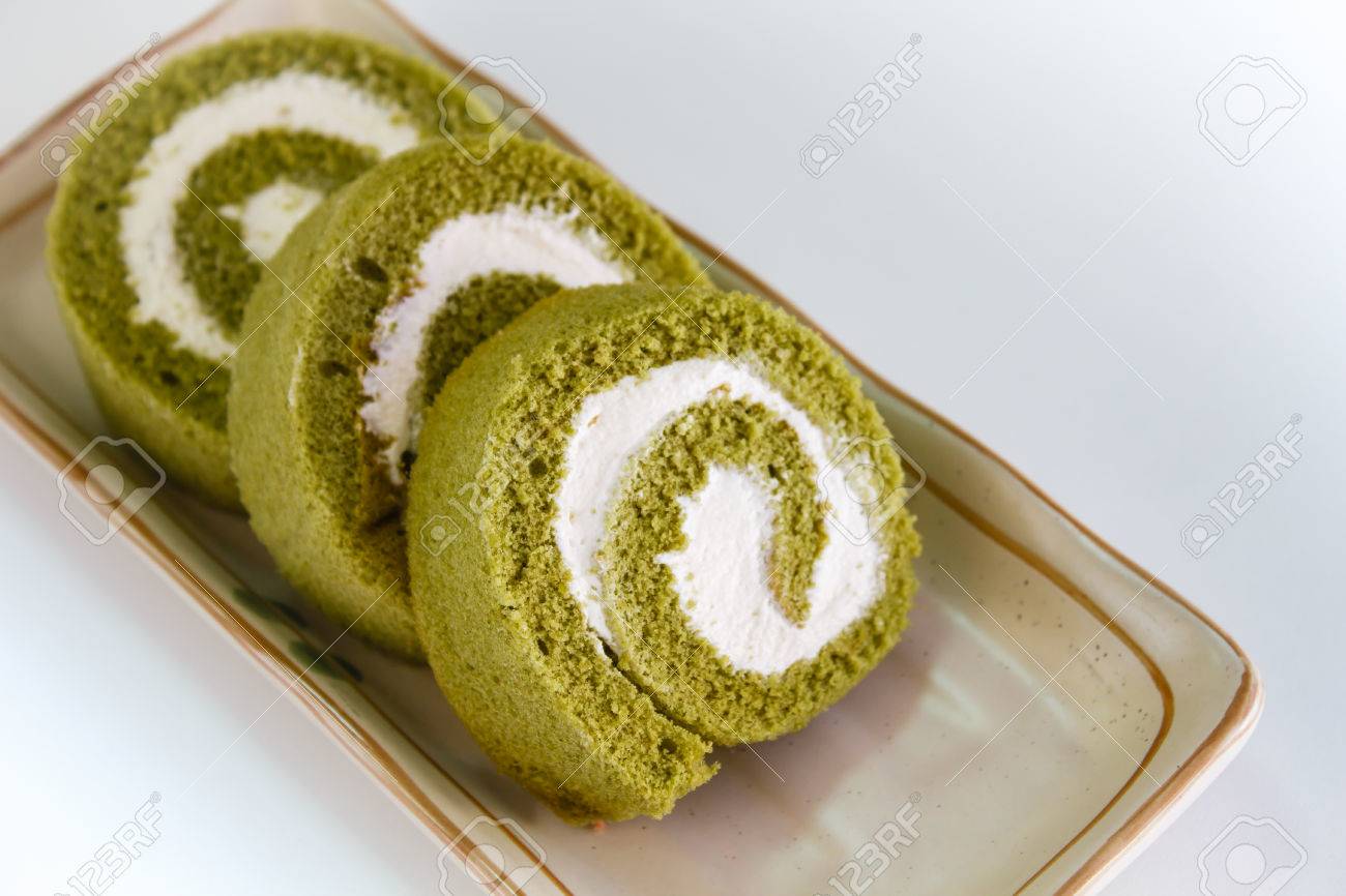 抹茶ロールケーキ 和風デザート の写真素材 画像素材 Image