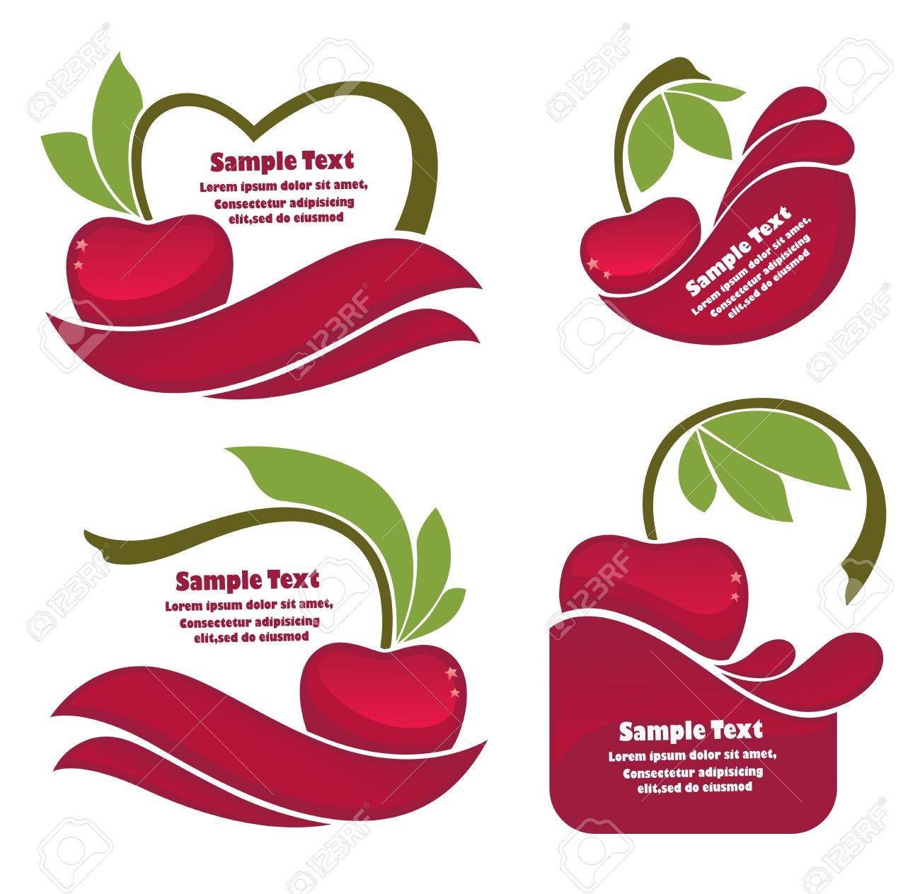 collection of juice stickers and cherry symbols for your text