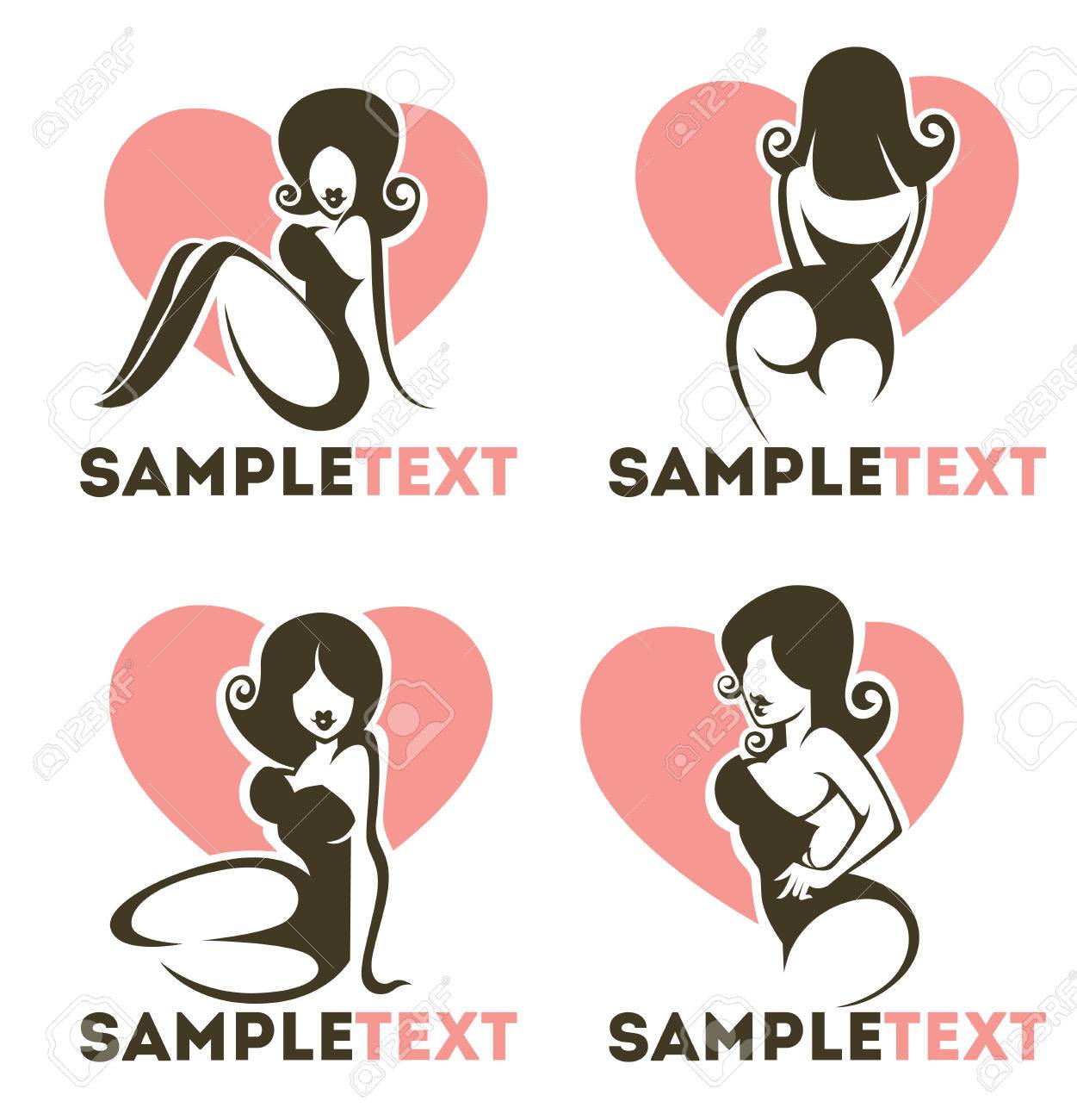 vector collection of pinup girls logo royalty free cliparts vectors