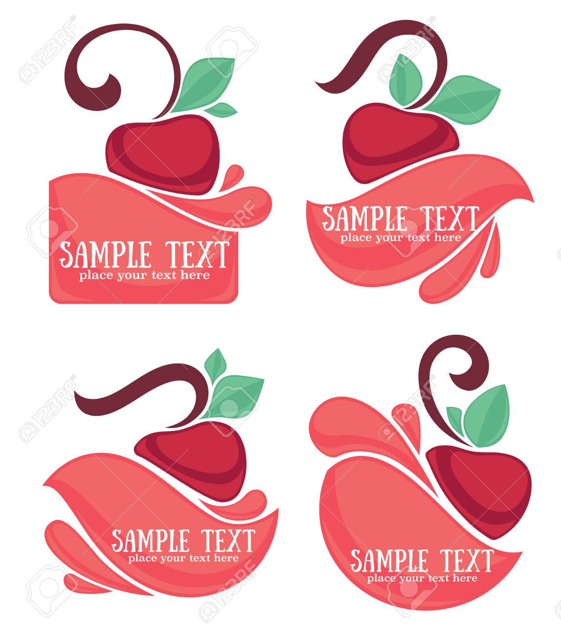 ector collection of juice stickers and cherry symbols for your