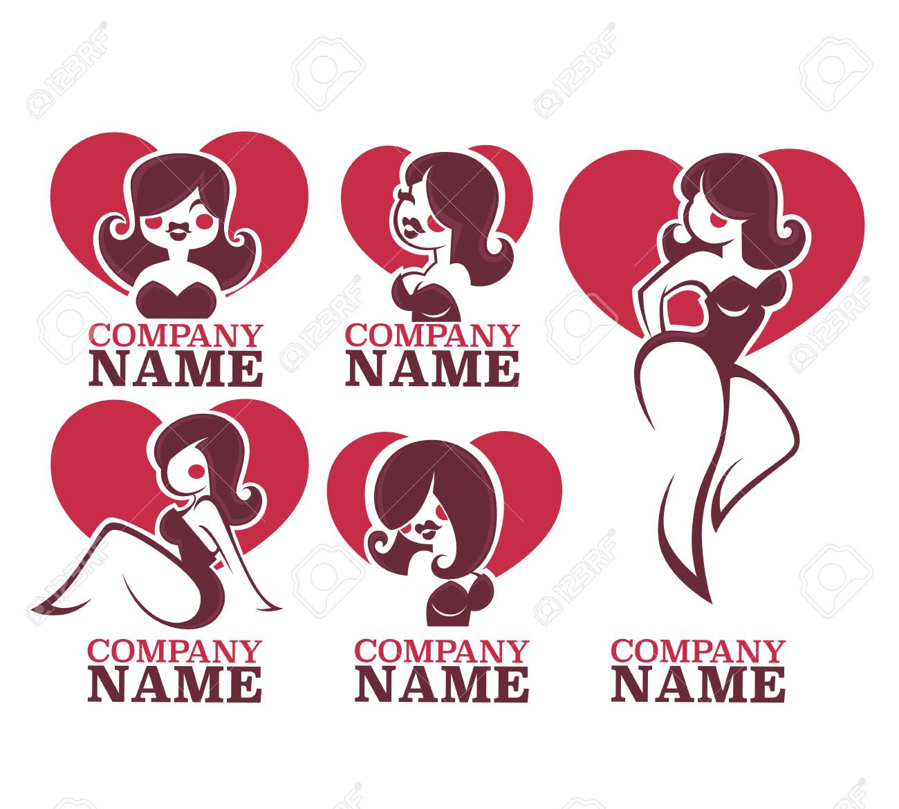 vector collection of pinup girls illustration and logo royalty free