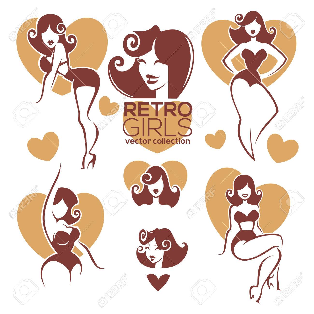 funny catoon pinup girls vector collection royalty free cliparts