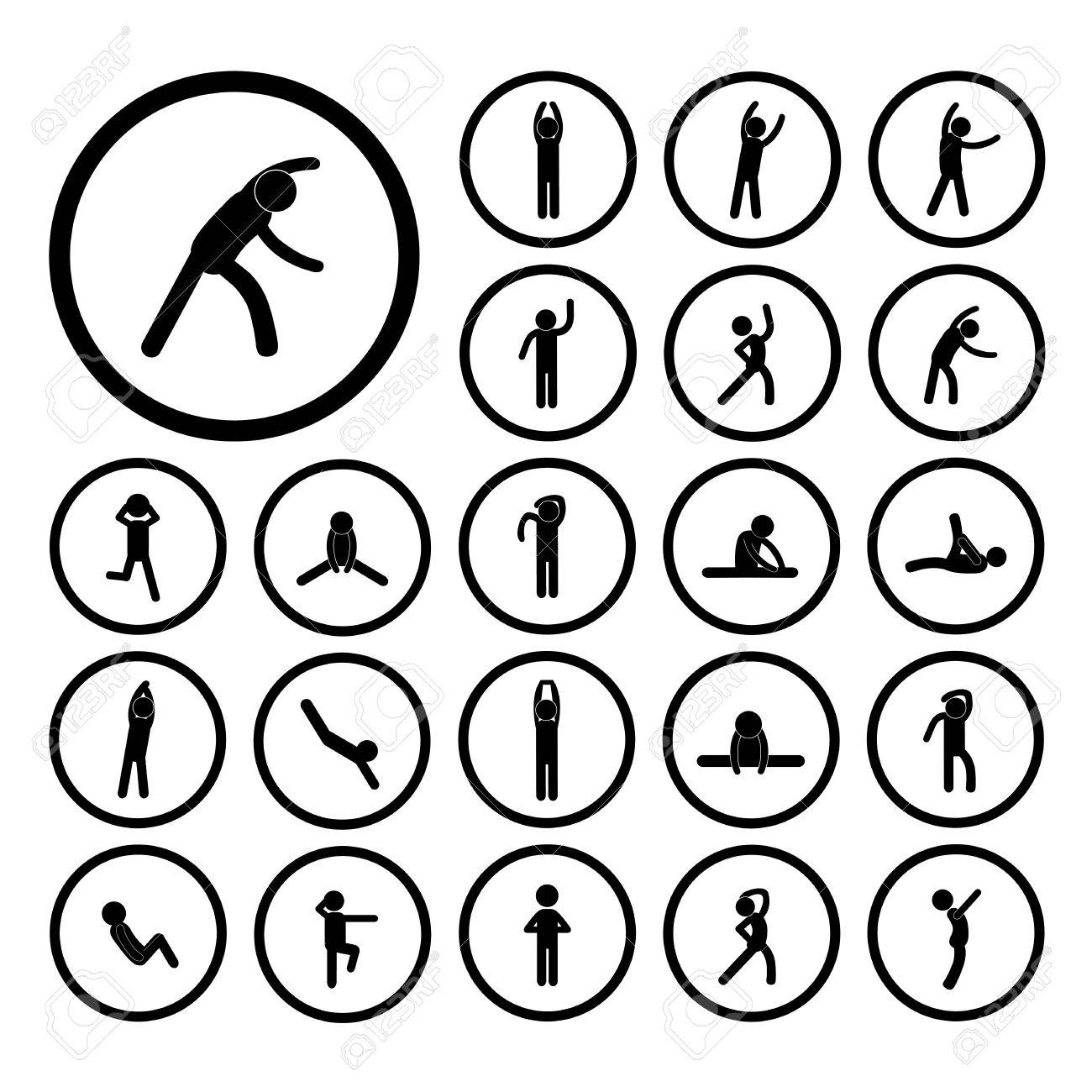 body exercise stick figure icon royalty free cliparts vectors and