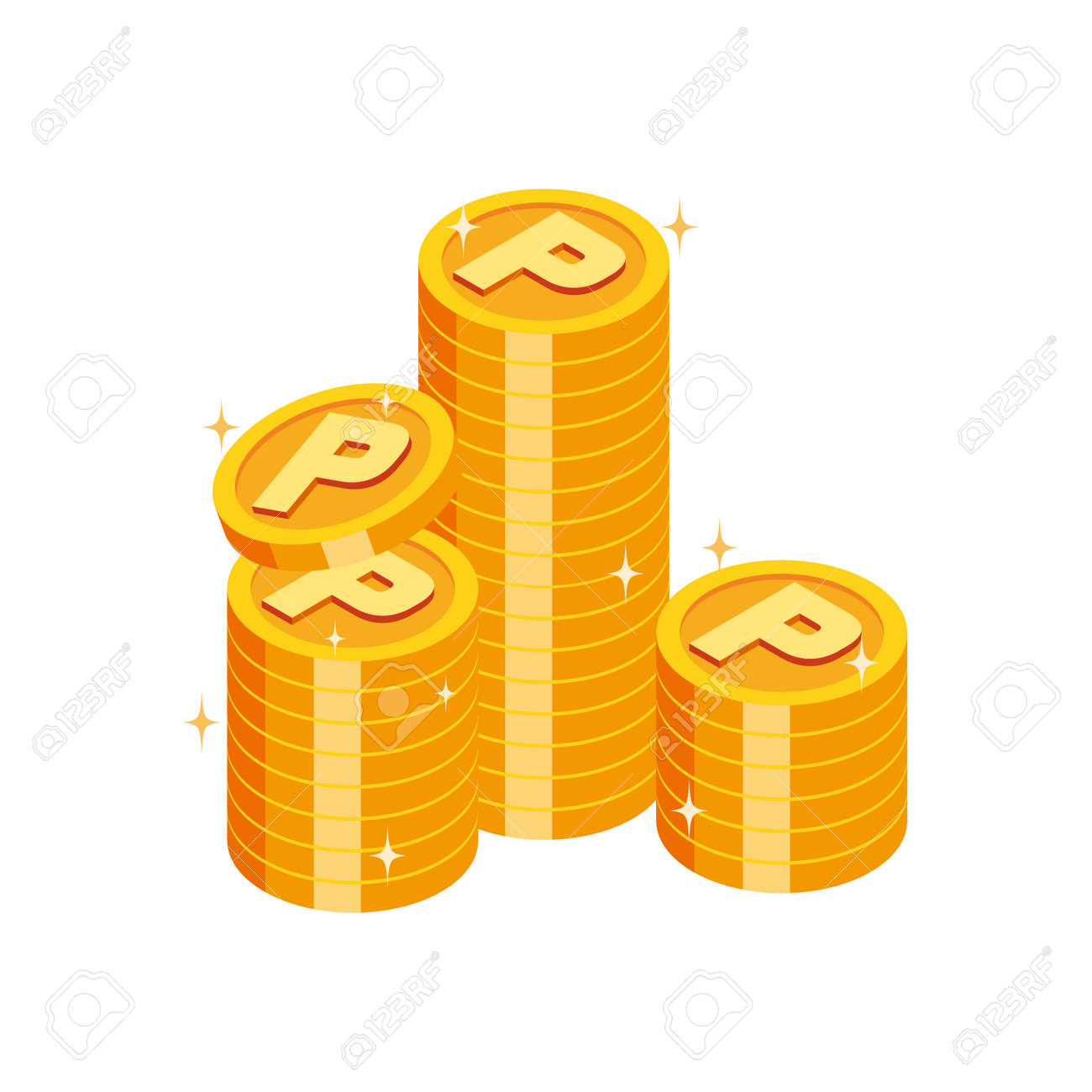 ポイントコインを積み上げたイラストのイラスト素材・ベクター Image 193634972